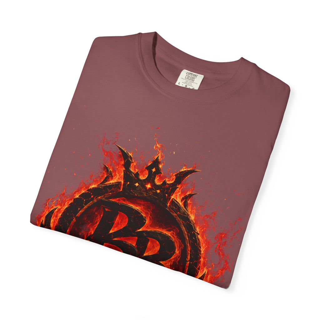 Power Runs Back PRB Flame Logo T-shirt | Fiery Emblem Tee, Grunge Rock Chic by Power Runs Black