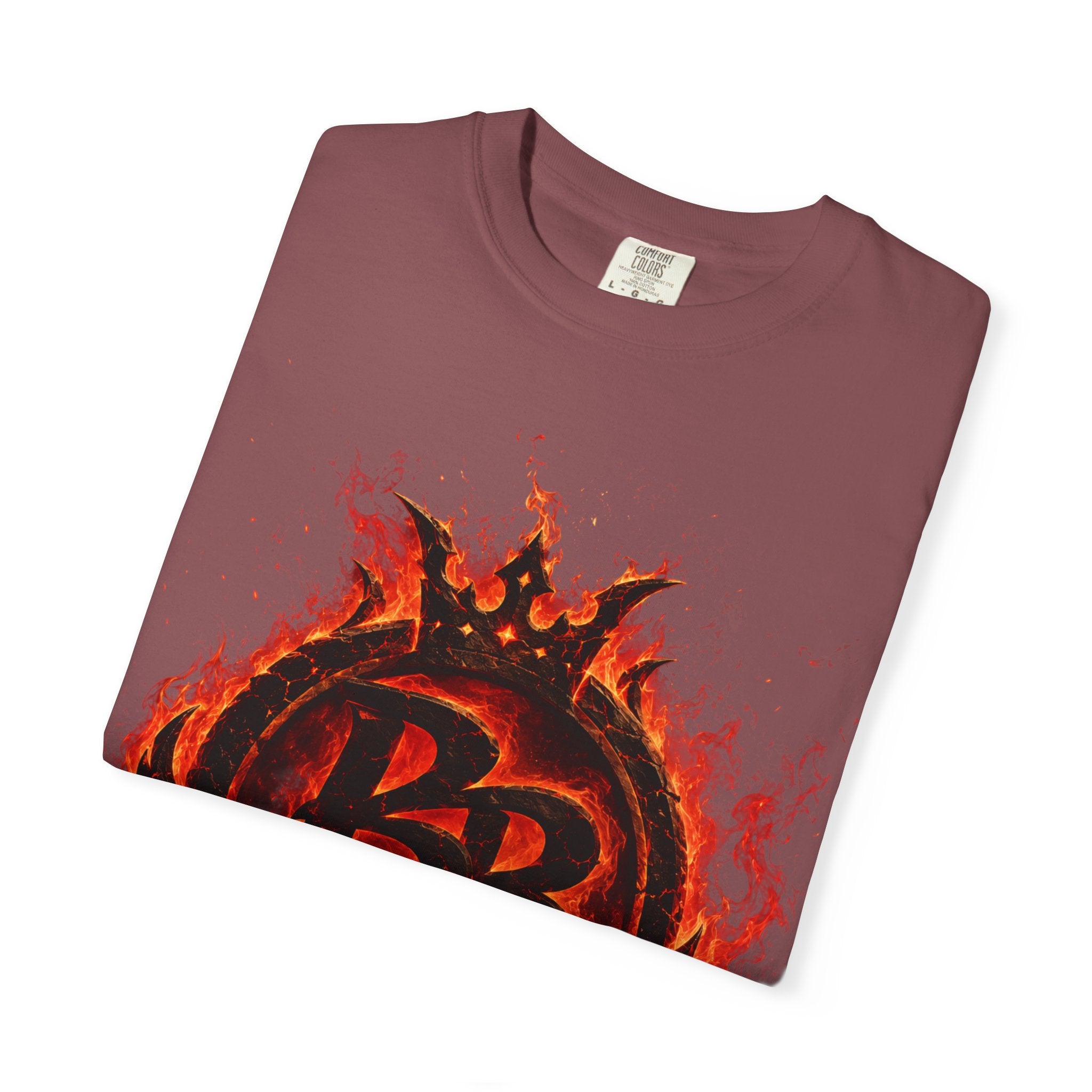 Power Runs Back PRB Flame Logo T-shirt | Fiery Emblem Tee, Grunge Rock Chic by Power Runs Black