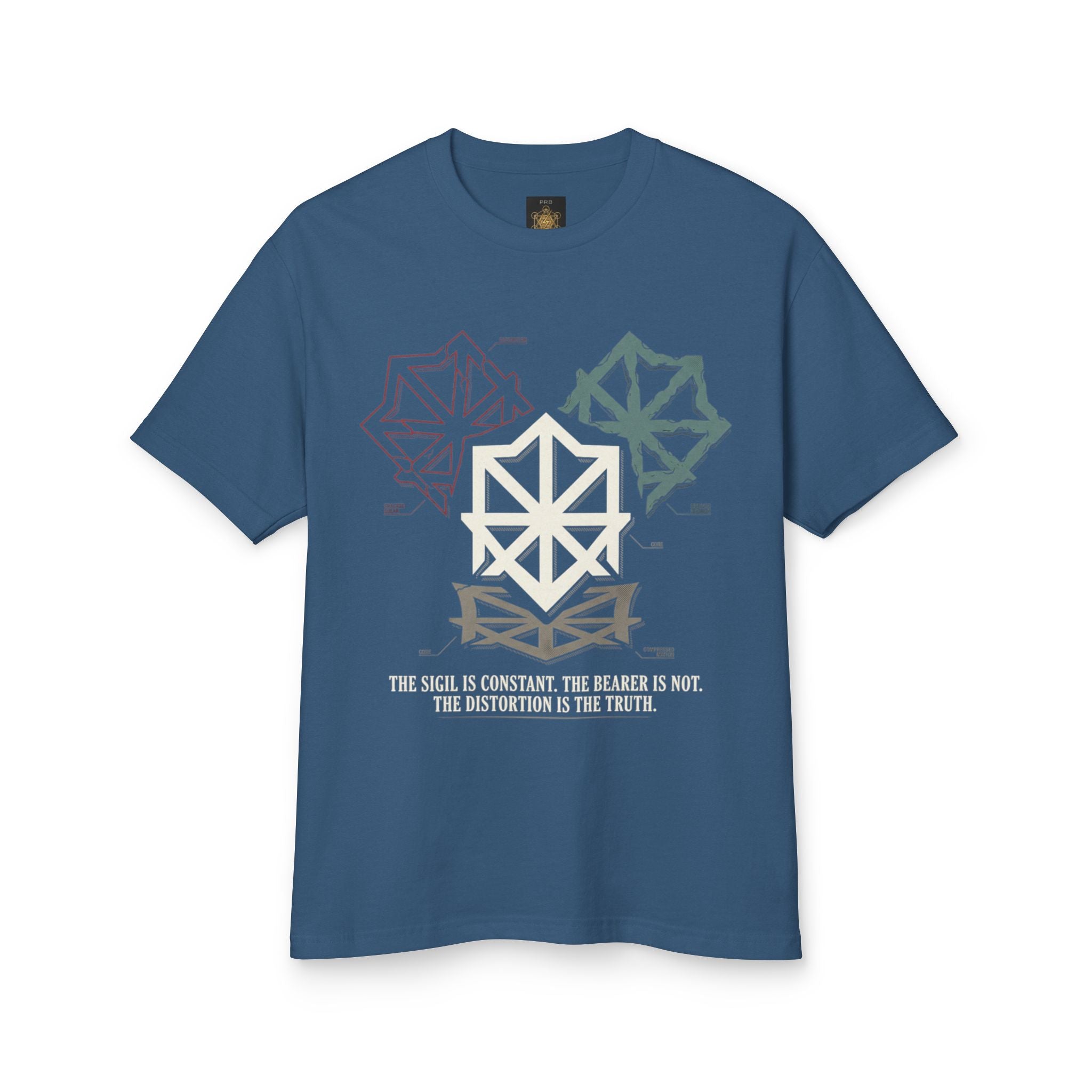 Power Runs Black PRB Abstract Geometric Logo Tee — Vintage Garment-Dyed Graphic T-Shirt by Power Runs Black