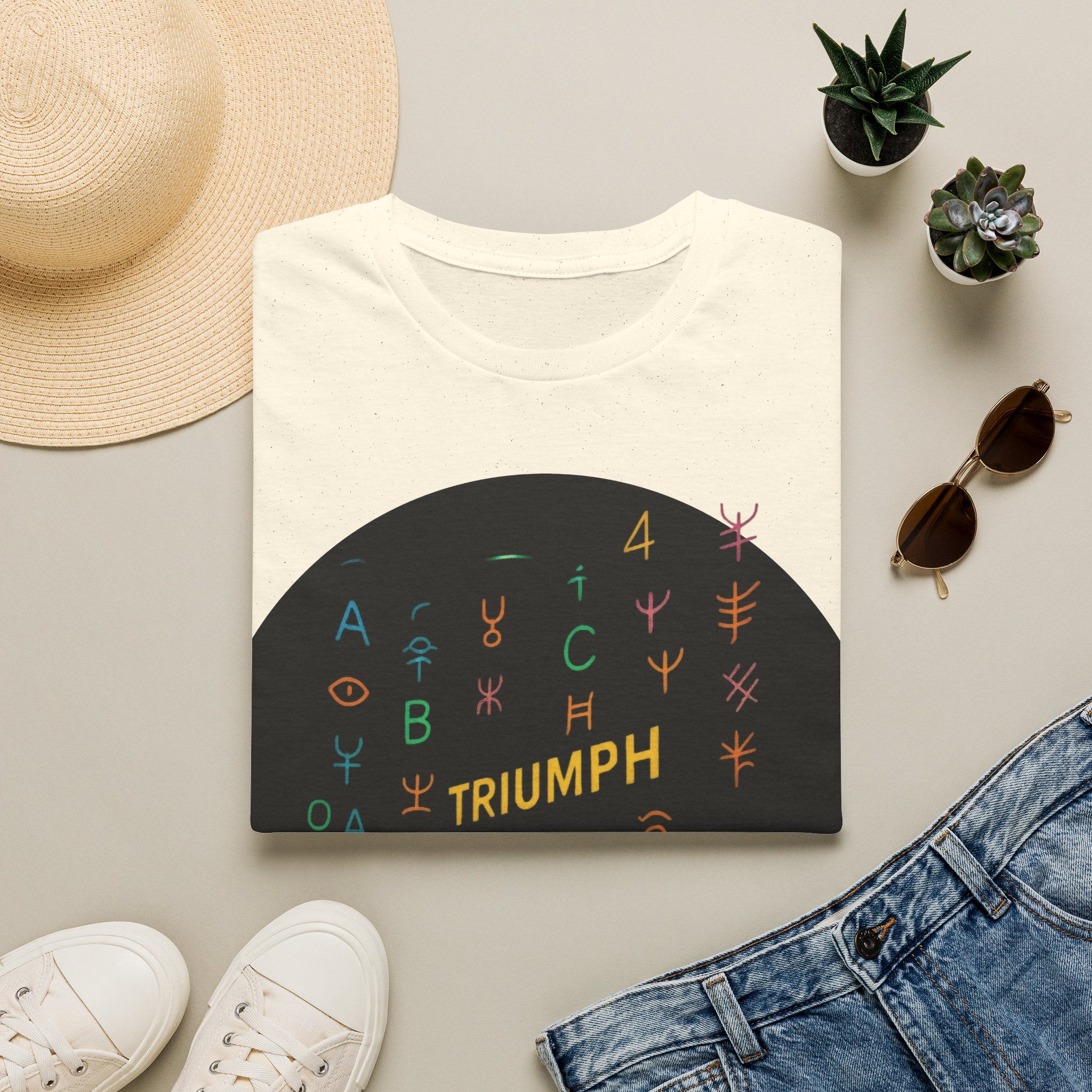 PRB Triumph Afro Hair Silhouette T-Shirt | Black Hair Alphabet Design by Printify