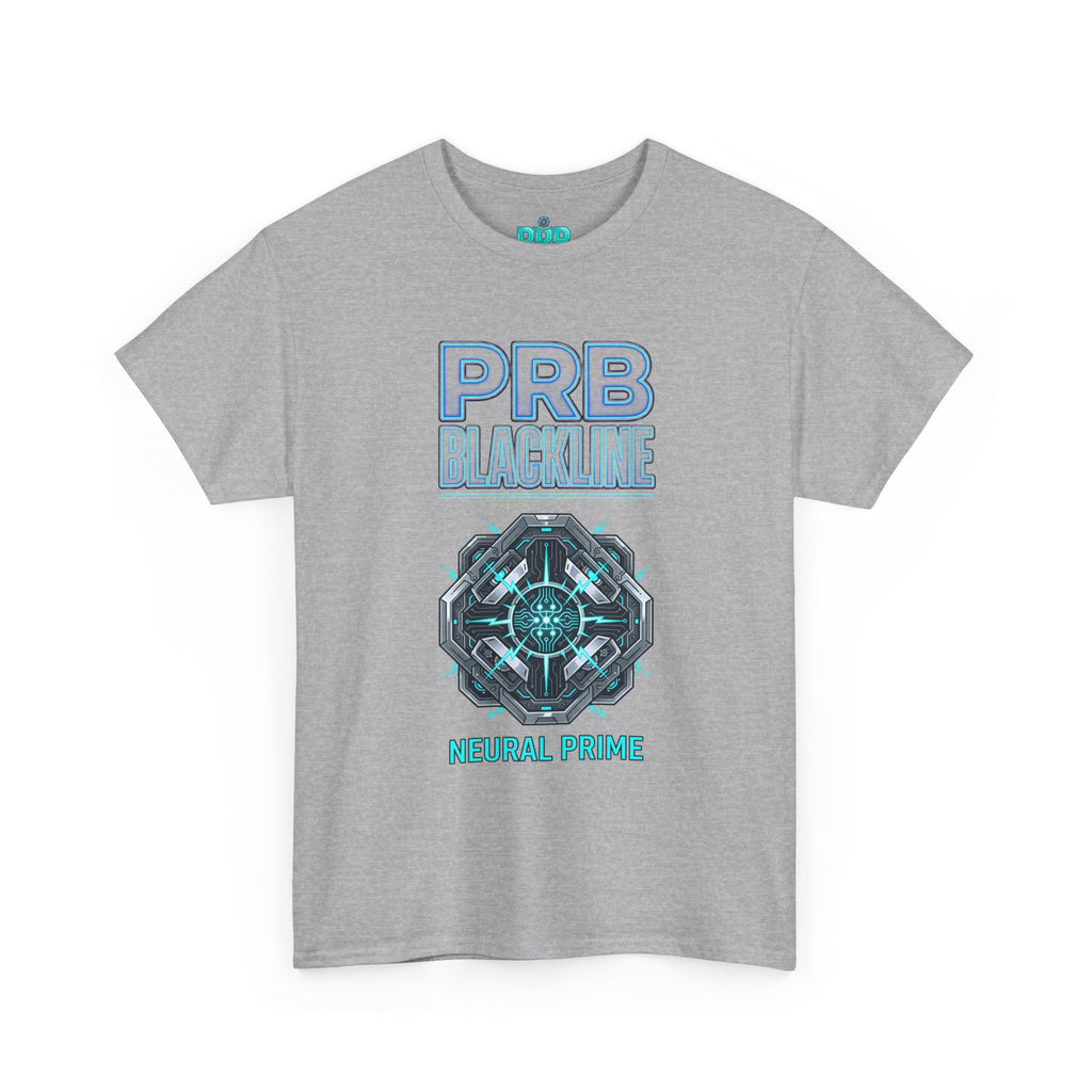 PRB Blackline Neural Prime Tech Tee — Futuristic Sci‑Fi Circuit Graphic T-Shirt by Power Runs Black