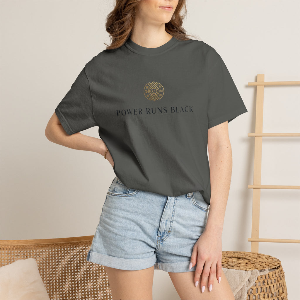 Power Runs Black PRB Graphic T-Shirt — Minimal Emblem Tee by Power Runs Black