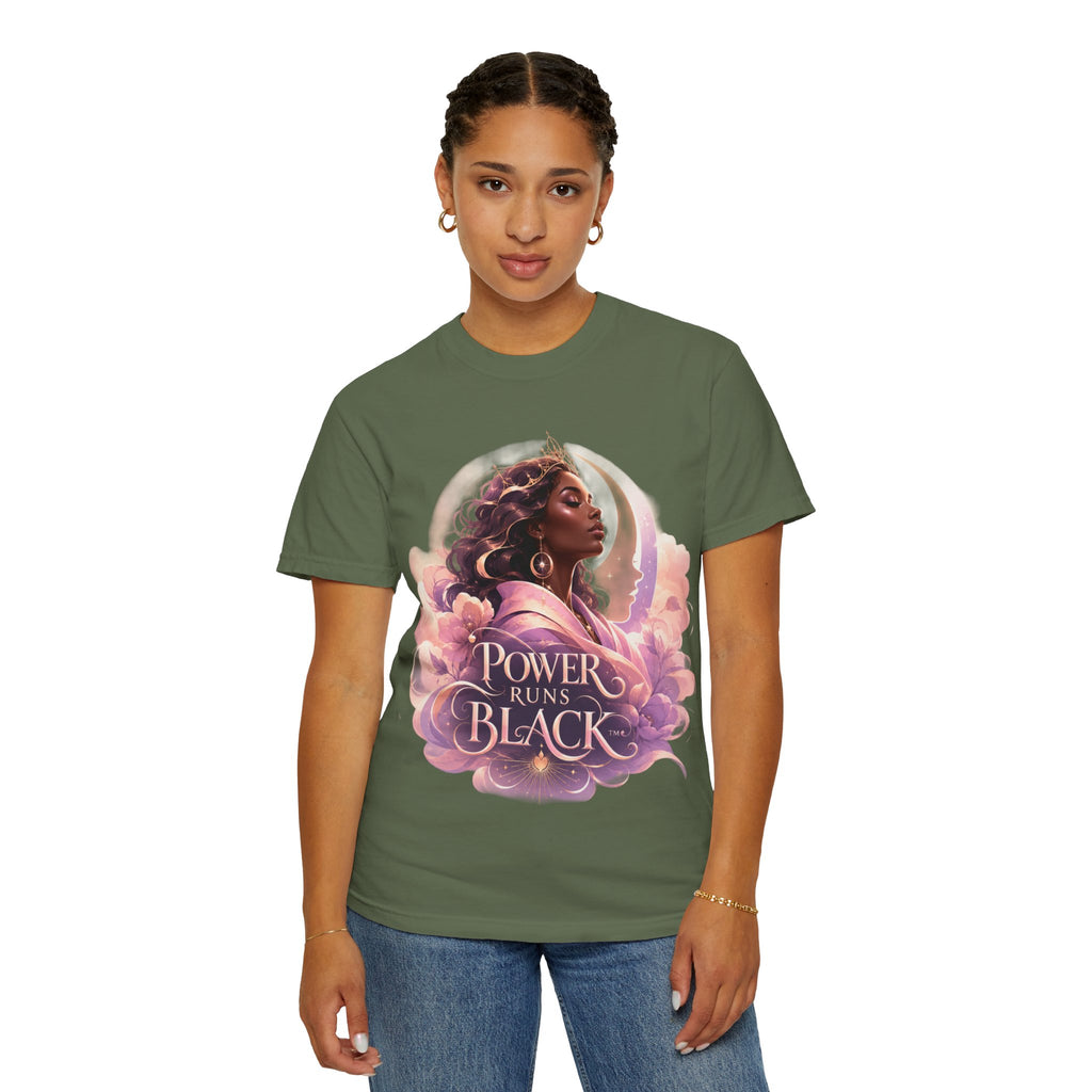 Power Runs Black graphic tee | Black woman portrait, Afro empowerment shirt by Power Runs Black