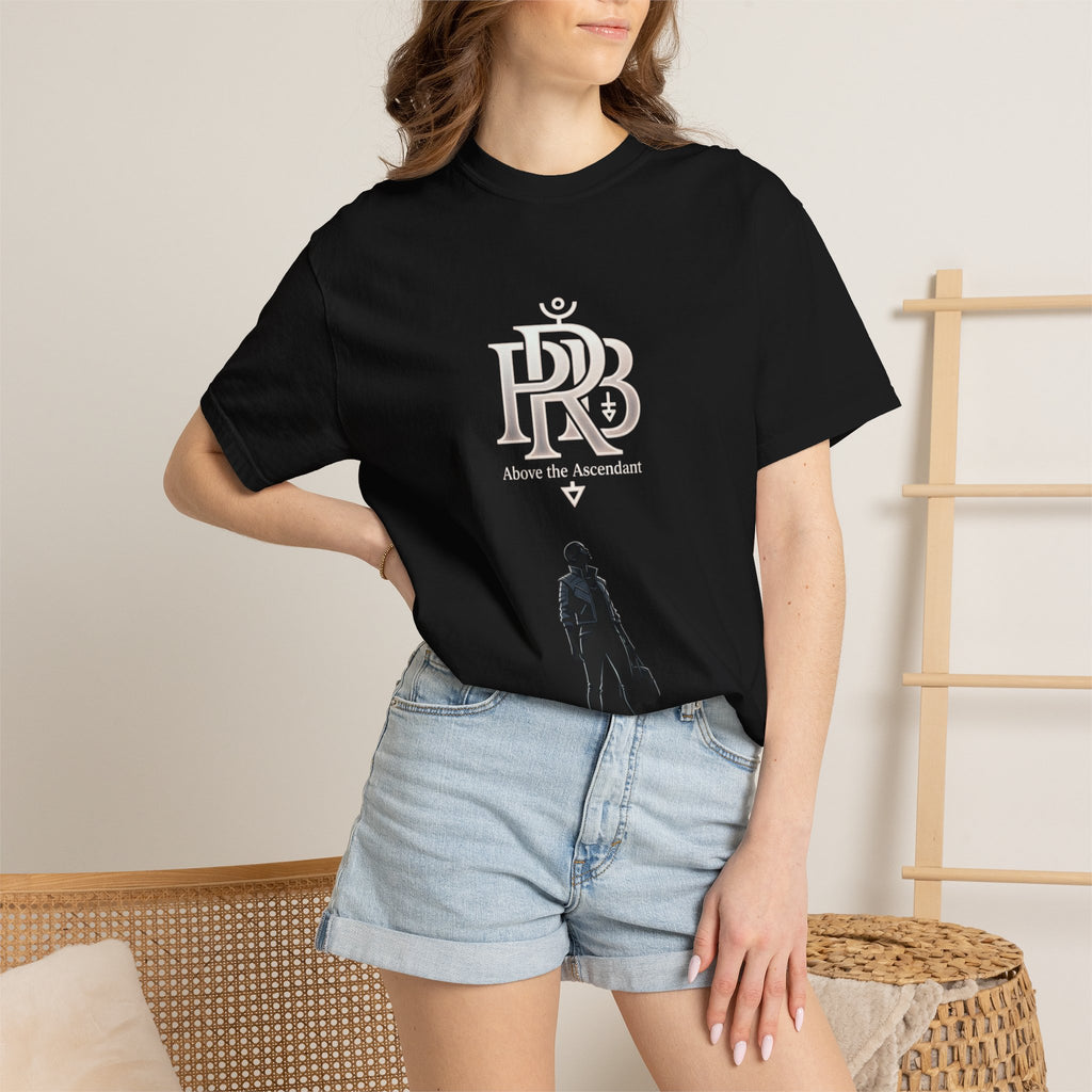 Printify Silhouette Logo T‑Shirt — Minimalist Dressed Figure & PRD Monogram - T-Shirt