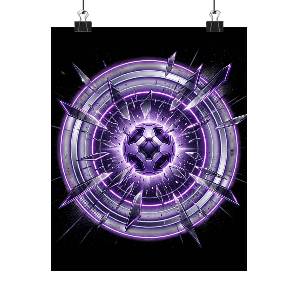 Power Runs Black Purple Energy Shield Matte Poster by Power Runs Black