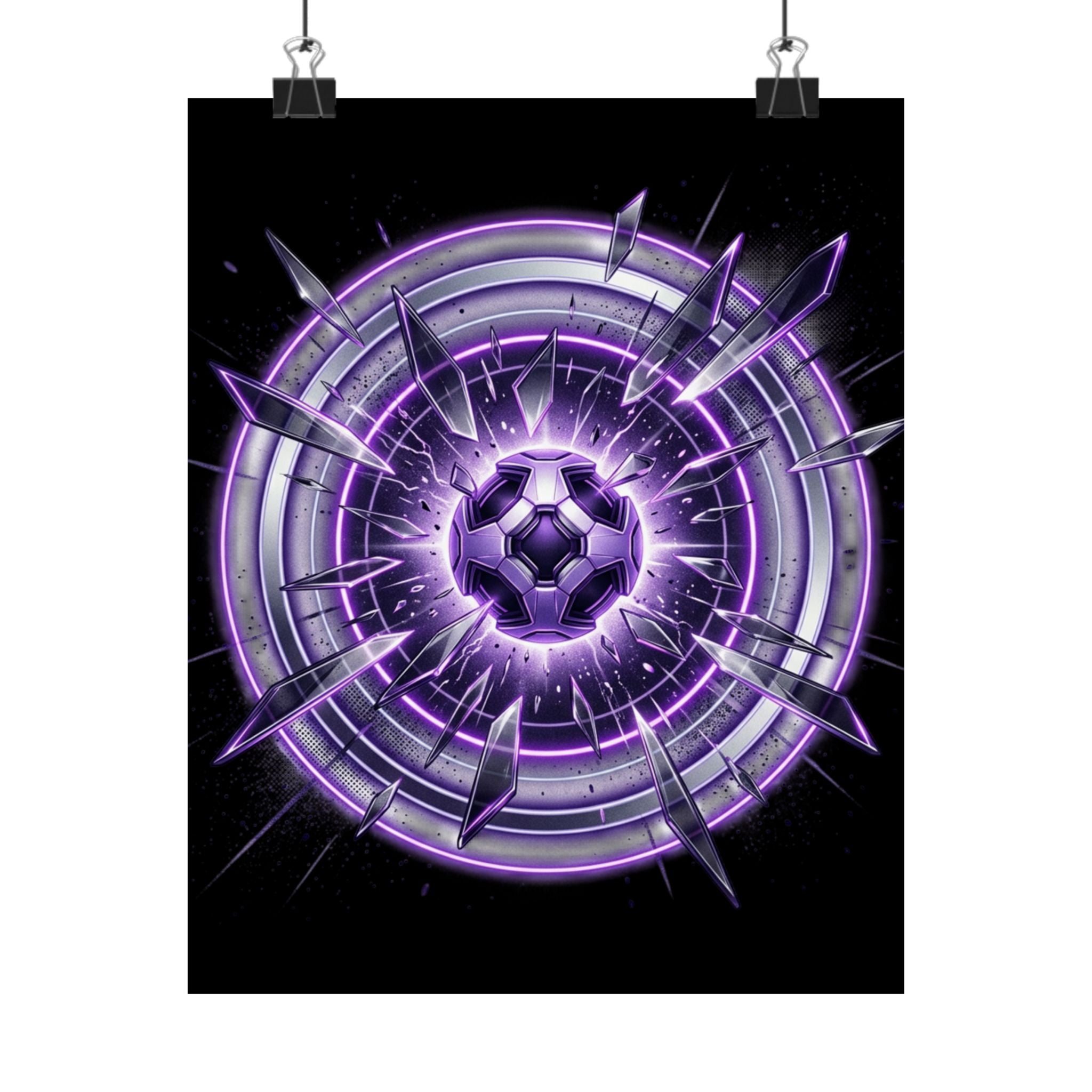 Power Runs Black Purple Energy Shield Matte Poster by Power Runs Black