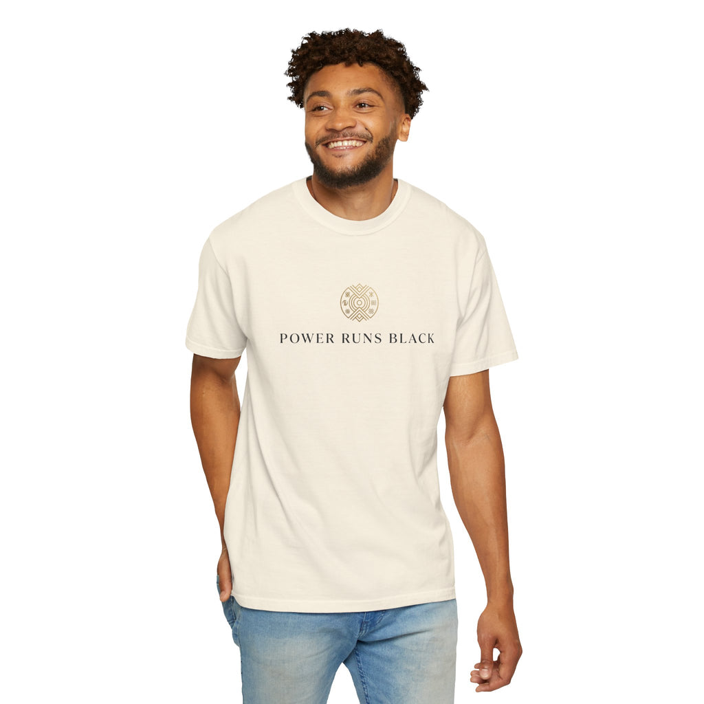 Power Runs Black PRB Graphic T-Shirt — Minimal Emblem Tee by Power Runs Black