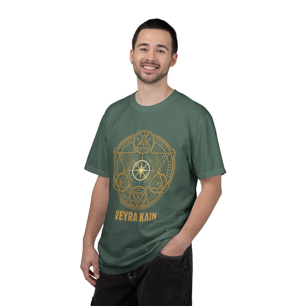 Power Runs Black PRB — Veyra Kain Geometric Sigil Tee with “Too Much Becomes Ruin” Graphic T-Shirt by Printify