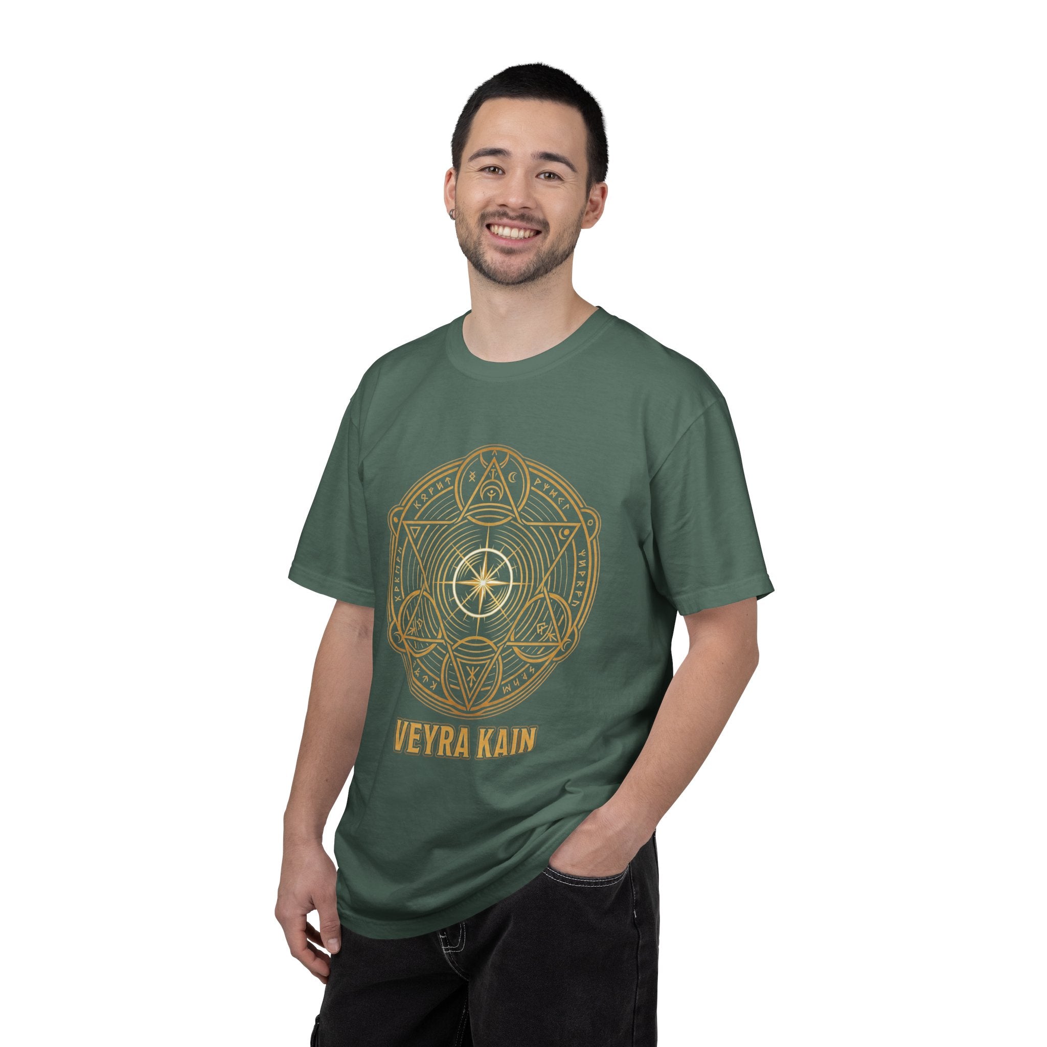 Power Runs Black PRB — Veyra Kain Geometric Sigil Tee with “Too Much Becomes Ruin” Graphic T-Shirt by Printify