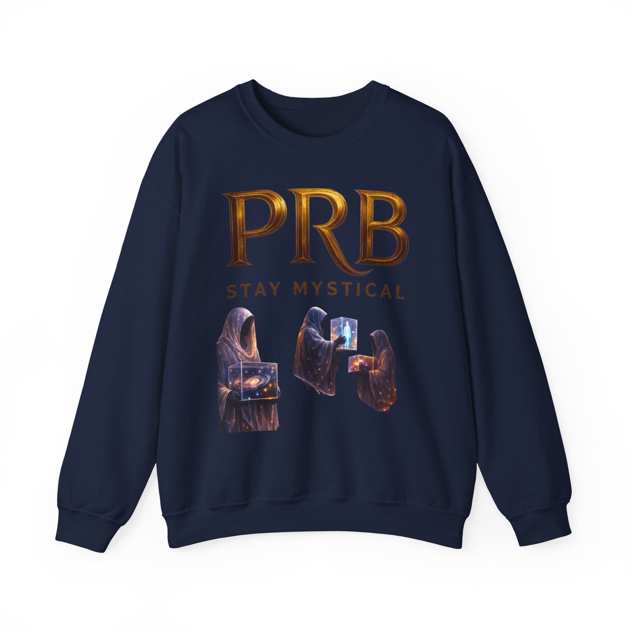 PRB Mystic Library Crewneck Sweatshirt — Cosmic Wizardry Art by Power Runs Black