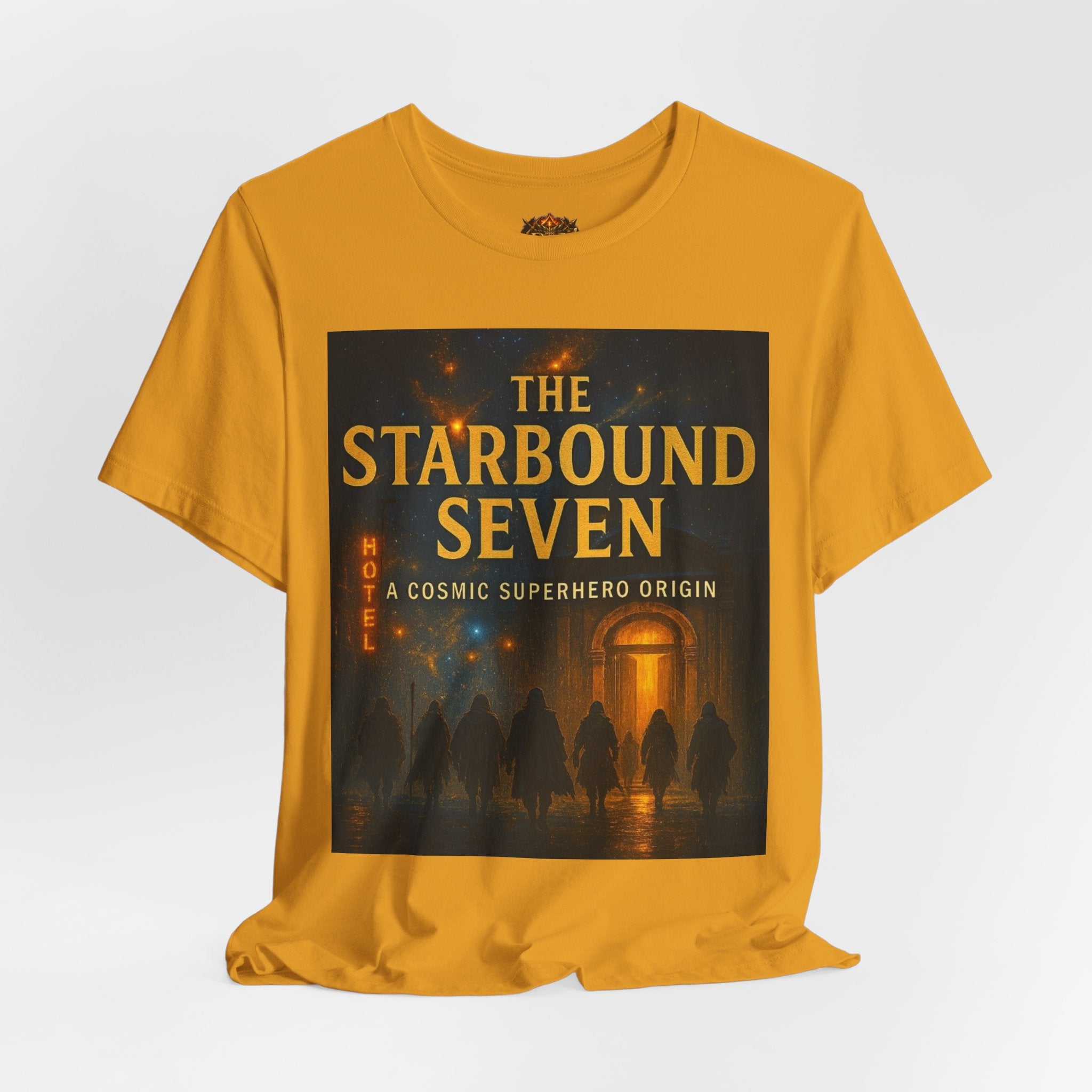 Power Runs Black PRB The Starbound Seven Tee – Retro Cosmic Superhero Poster Shirt by Power Runs Black