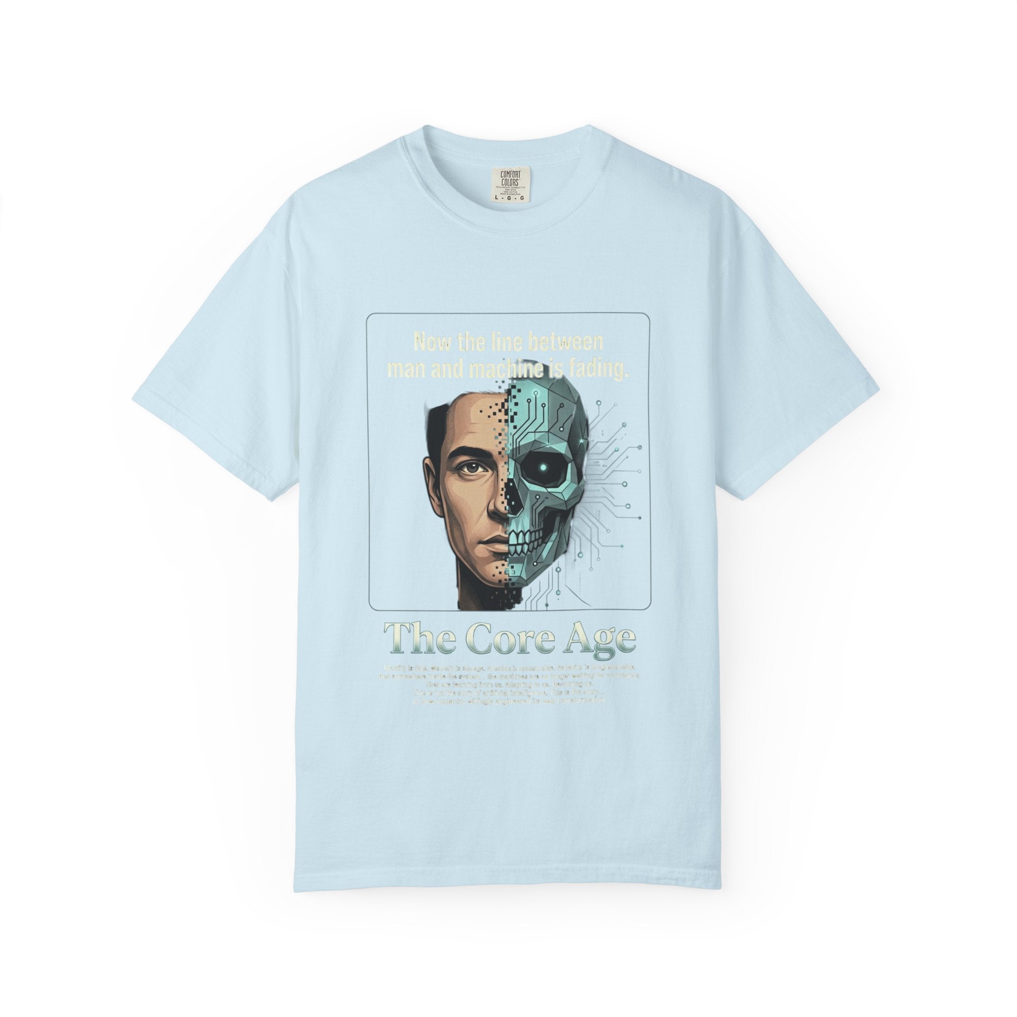 Power Runs Black AI Fusion Graphic T-Shirt — "The Core Age" Split Face Design by Power Runs Black