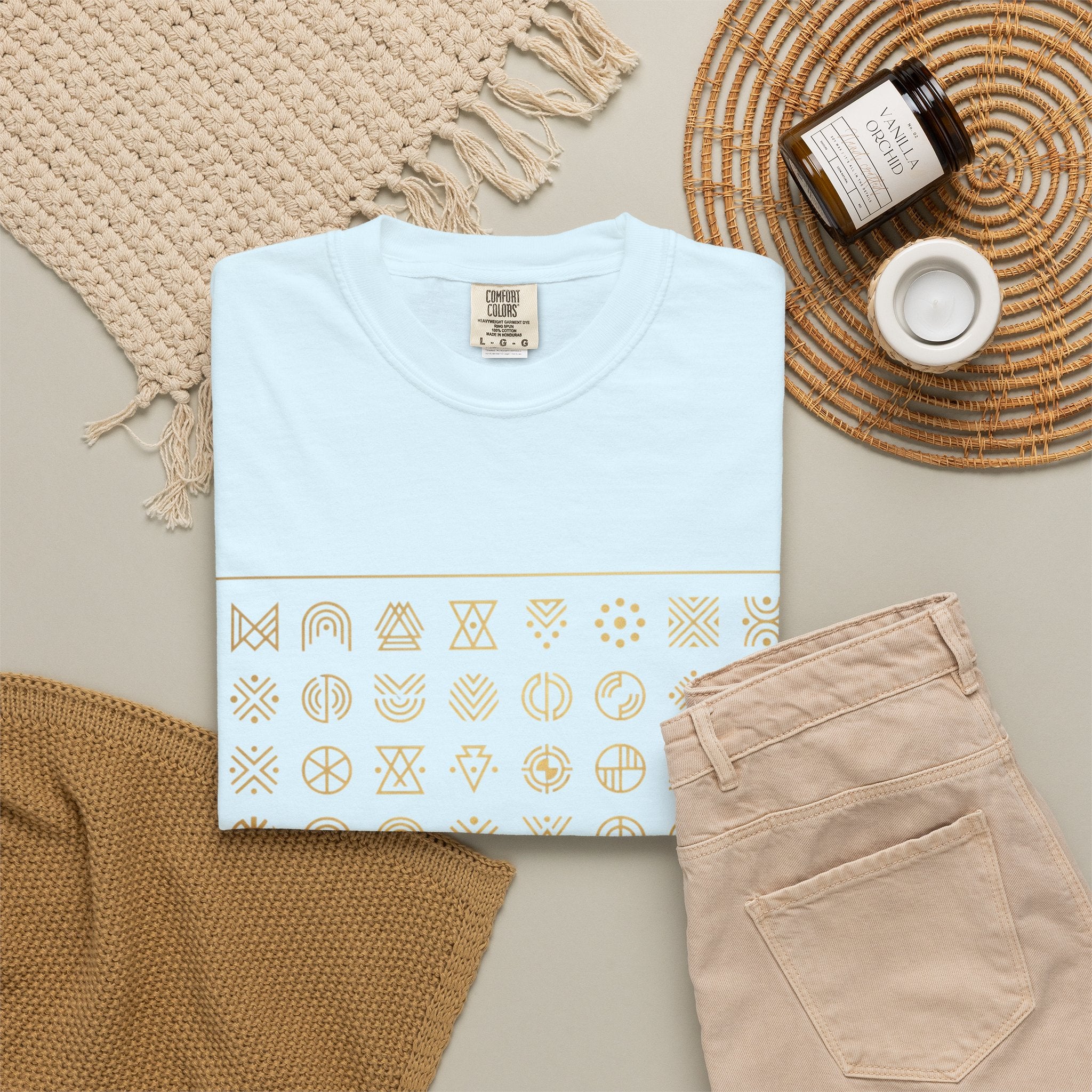Power Runs Black PRB Symbol Grid T-Shirt — Minimal Gold Icon Graphic Tee by Printify