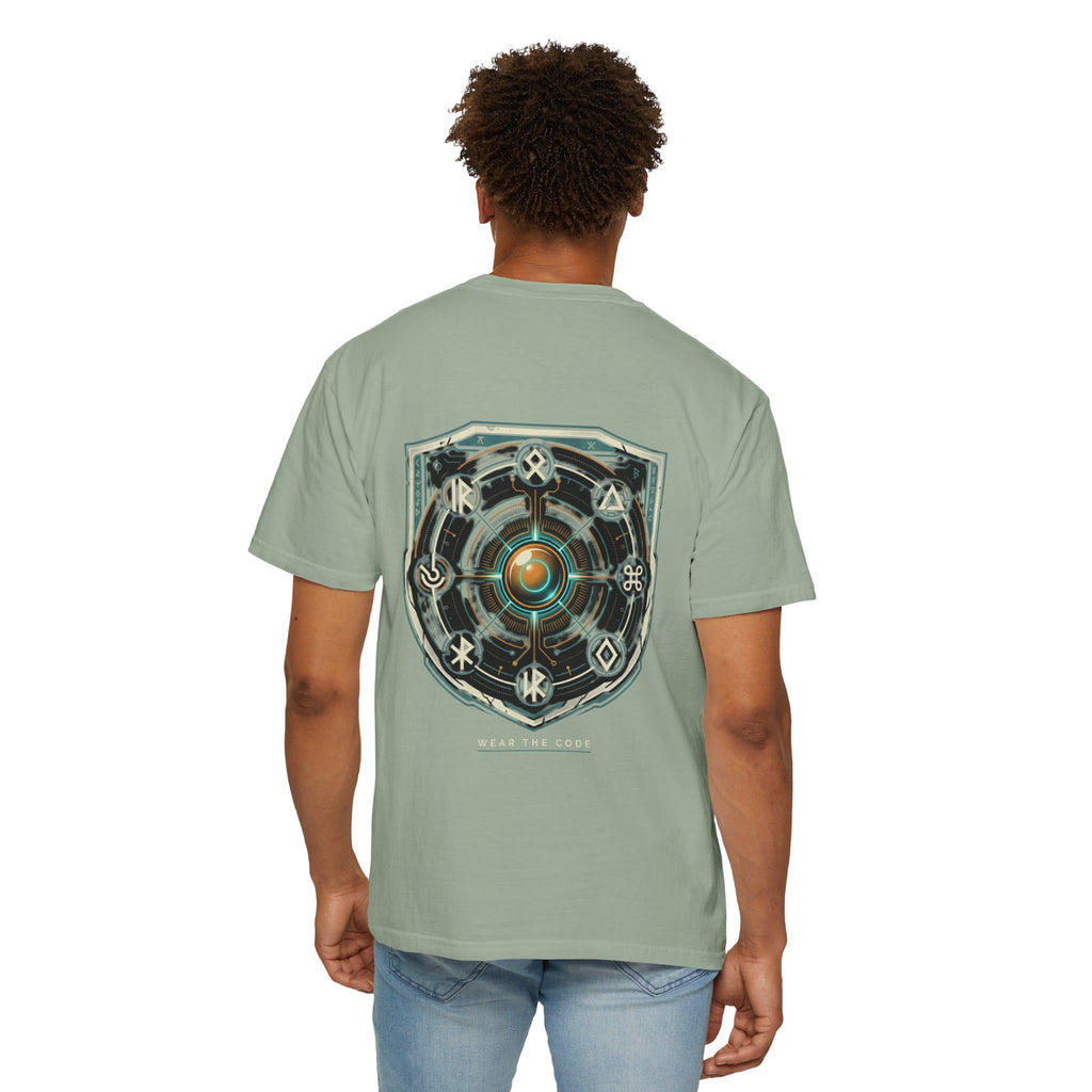 Power Runs Black PRB "Wear The Code" Mystic Shield T-Shirt — Geometric Sigil Graphic Tee by Printify