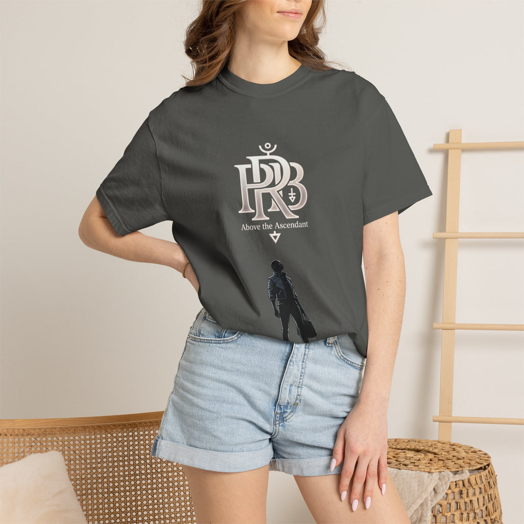 Printify Silhouette Logo T‑Shirt — Minimalist Dressed Figure & PRD Monogram - T-Shirt