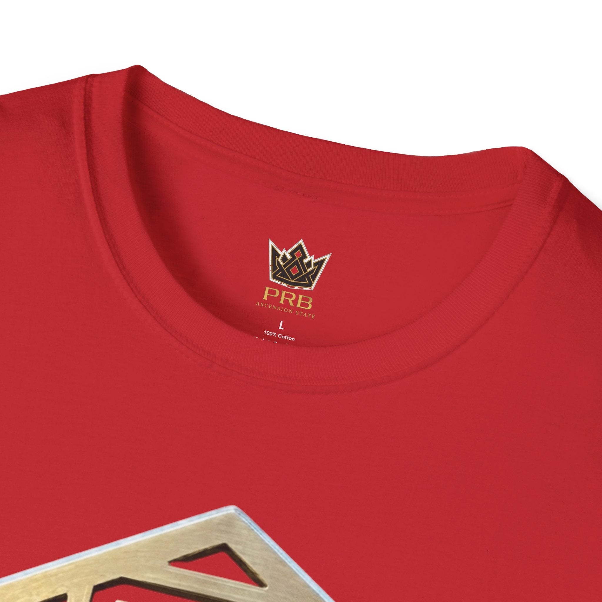 Power Runs Black PRB Geometric Gold Hexagon T-Shirt — Modern Maze Logo Tee by Printify