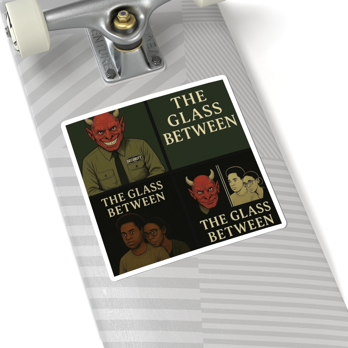 Power Runs Black PRB The Glass Between collage sticker | Demon, security guard, character art kiss-cut sticker by Printify