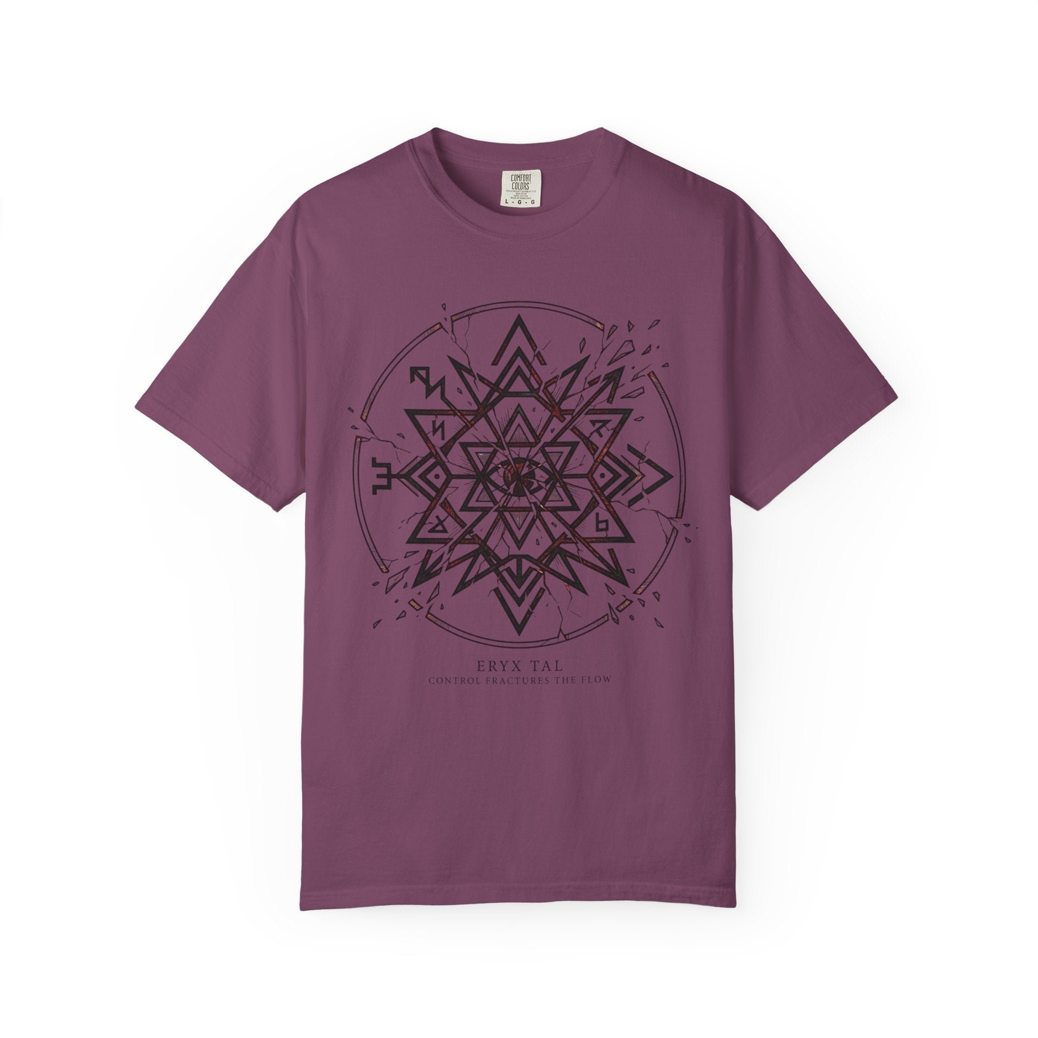 Power Runs Black PRB Eryx Tal Geometric Mandala T-Shirt — Symmetric Star Graphic Tee by Printify