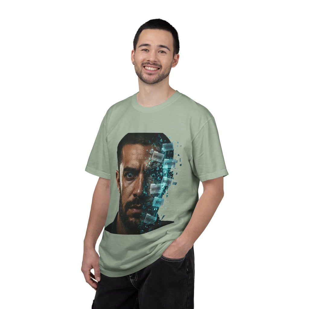 Syndication Loop Cyberpunk Portrait Tee — Tech-Noir Graphic T-Shirt | Power Runs Black by Printify