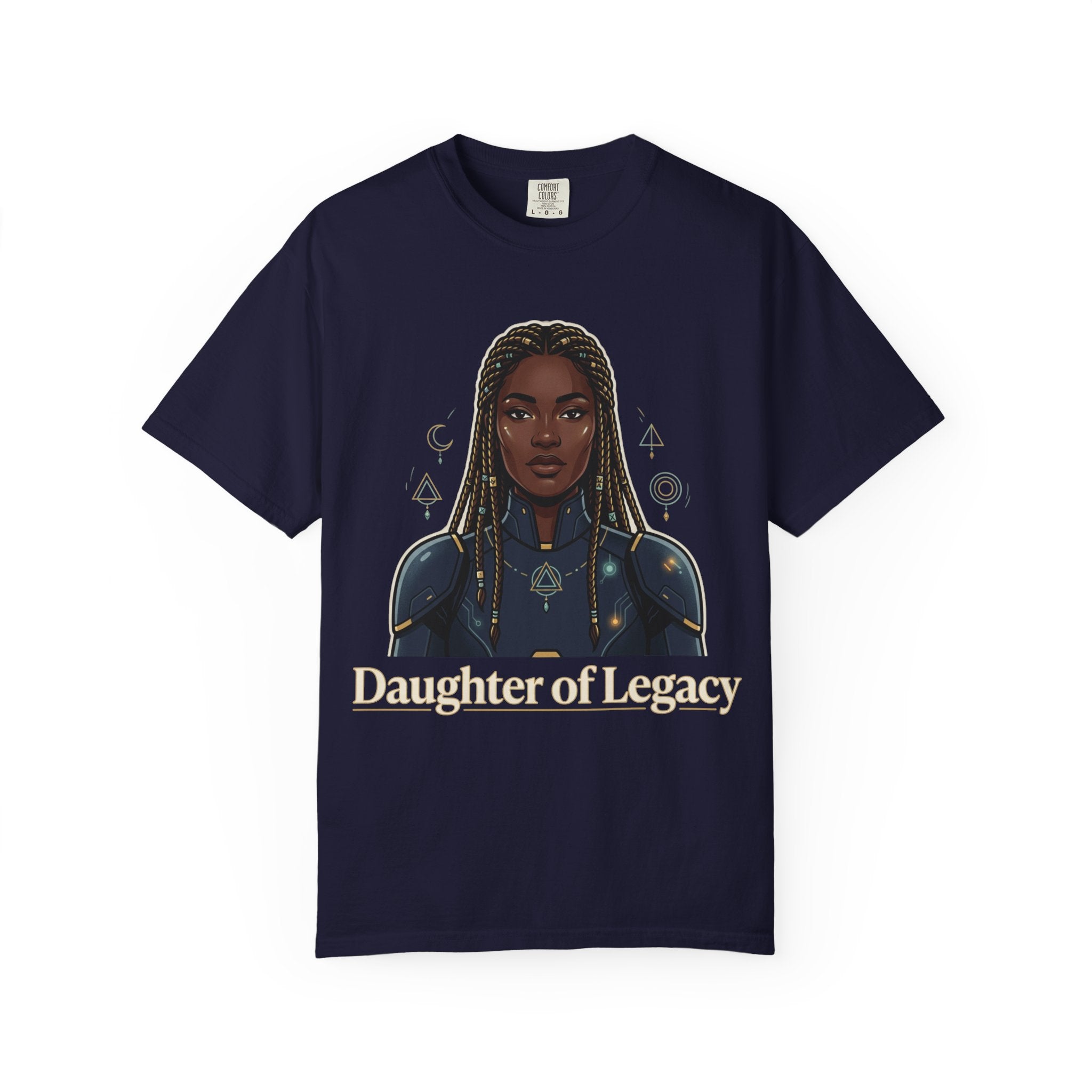 Power Runs Black Daughter of Legacy Graphic T-Shirt | Black Girl Magic Portrait Tee by Printify