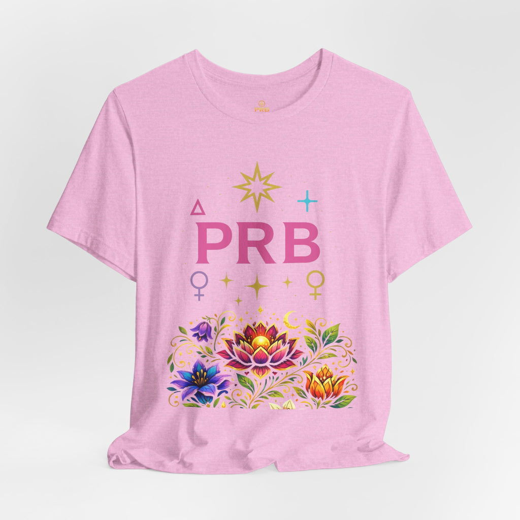 Pretty Rich Bitch The Collection by PRB Floral Lotus T‑Shirt — Colorful Spiritual Symbol Tee by Power Runs Black