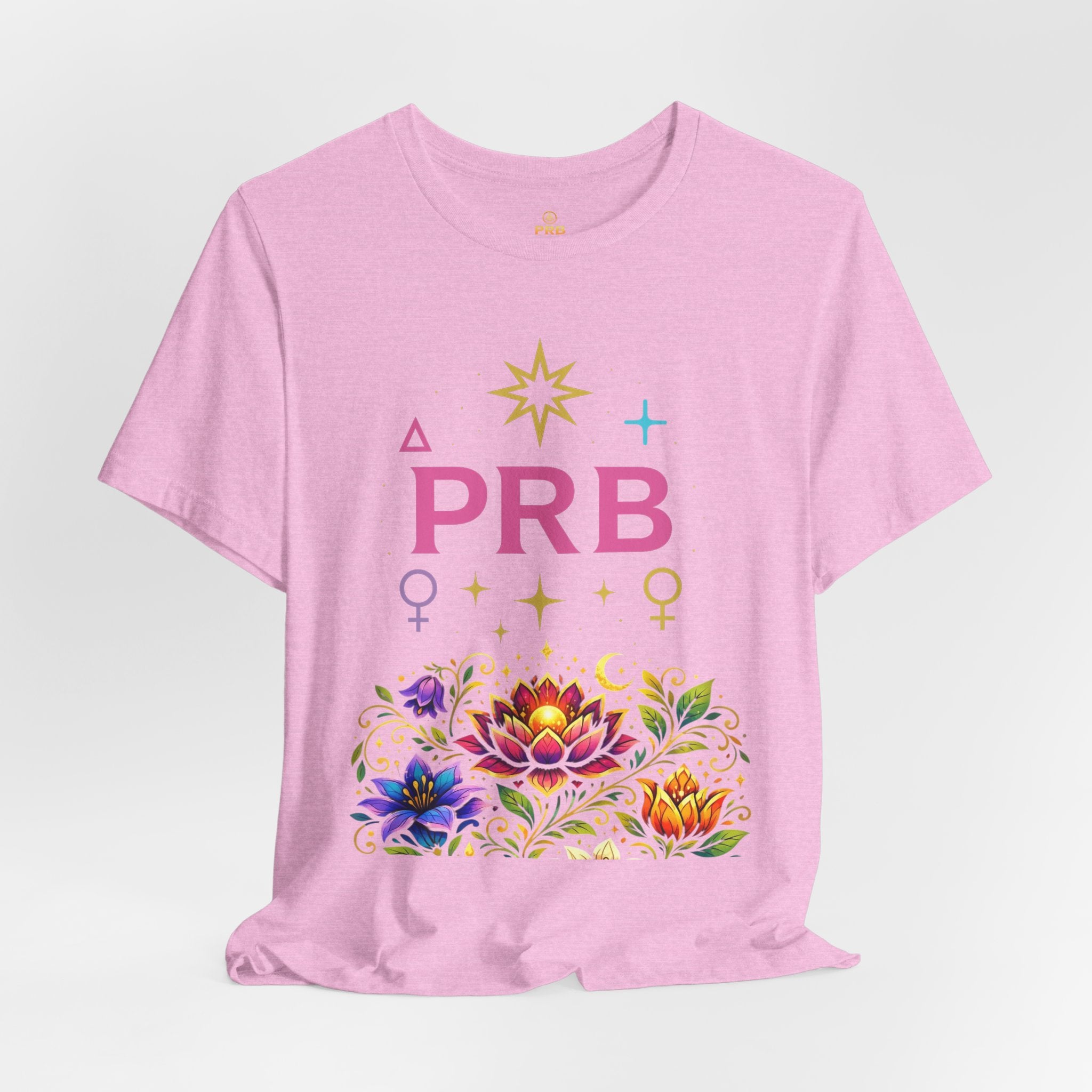 Pretty Rich Bitch The Collection by PRB Floral Lotus T‑Shirt — Colorful Spiritual Symbol Tee by Power Runs Black
