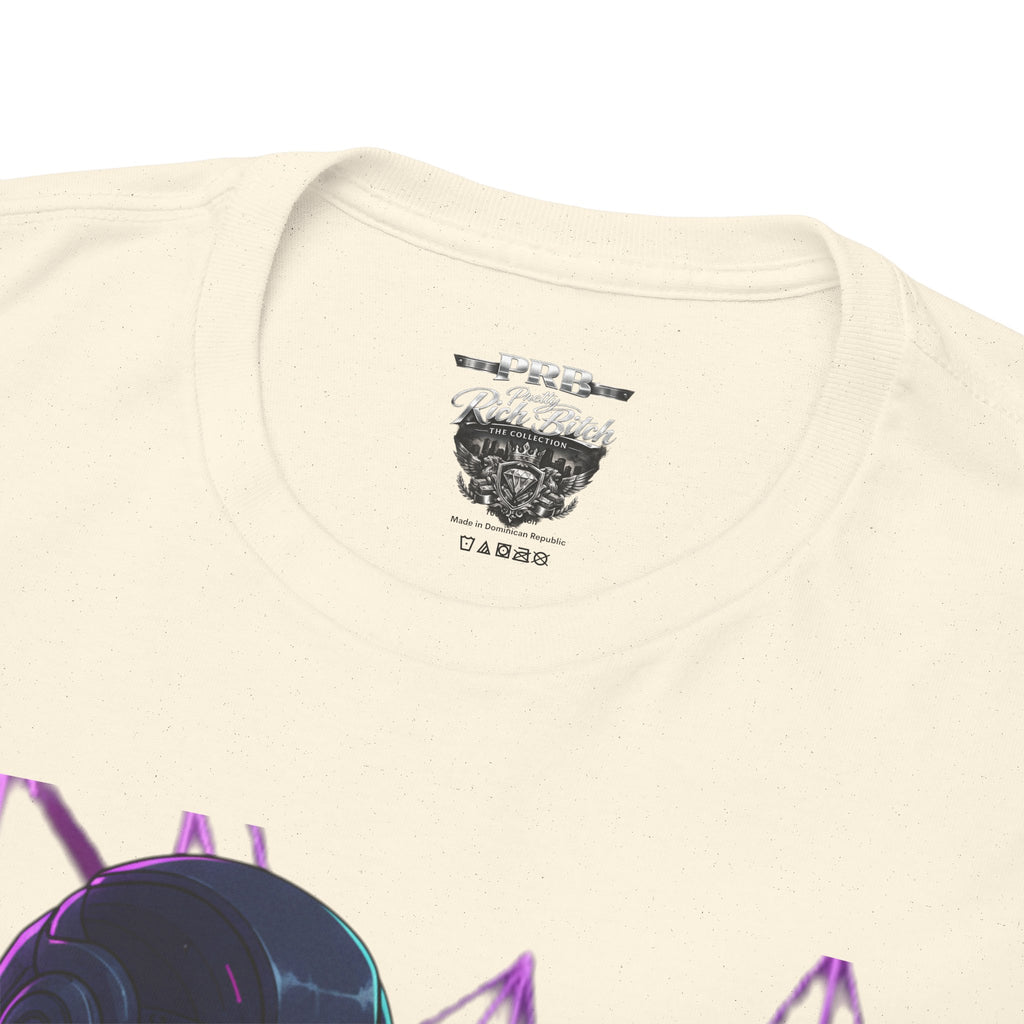 Power Run Black PRB Pretty Rich Bitch The Collection Purple Heart Cyberpunk Knight T-Shirt | Futuristic Armor Sci‑Fi Tee by Printify