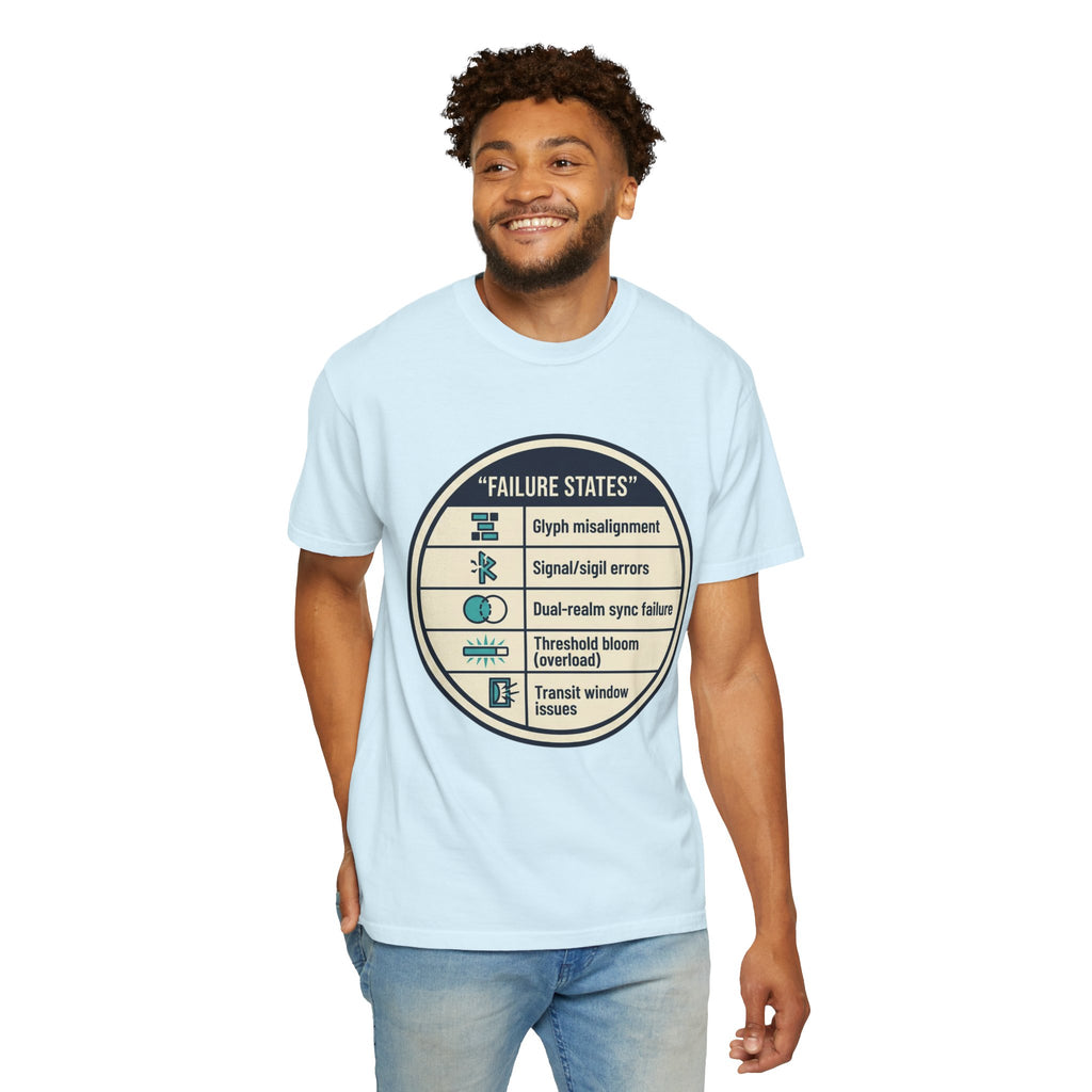Power Runs Black PRB Failure States T-Shirt — Sci‑Fi Status Badge Graphic Tee by Printify