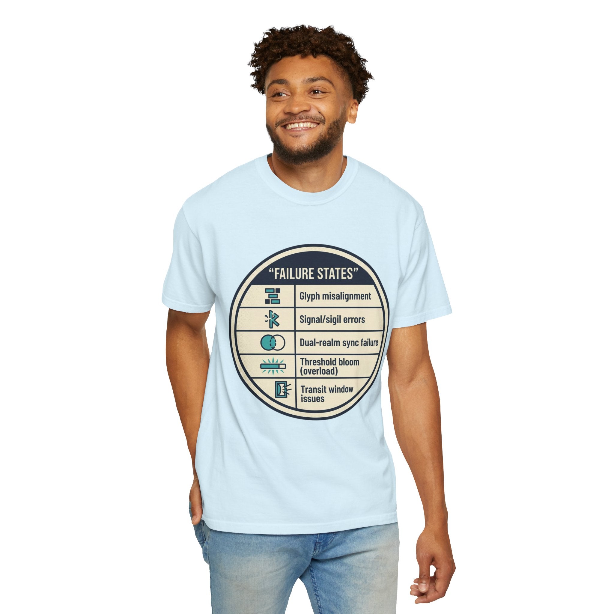 Power Runs Black PRB Failure States T-Shirt — Sci‑Fi Status Badge Graphic Tee by Printify