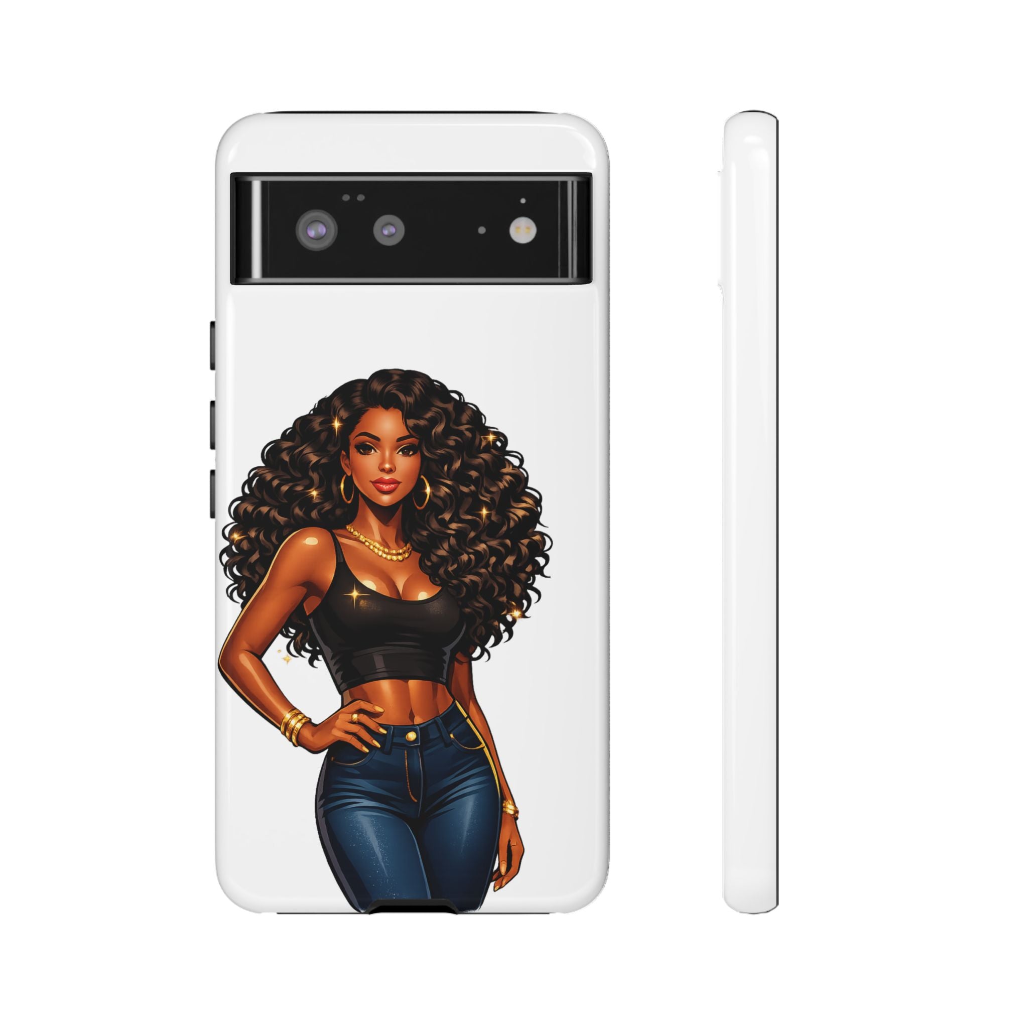 Pretty Rich Bitch by PRB Curly Hair Phone Case by Power Runs Black
