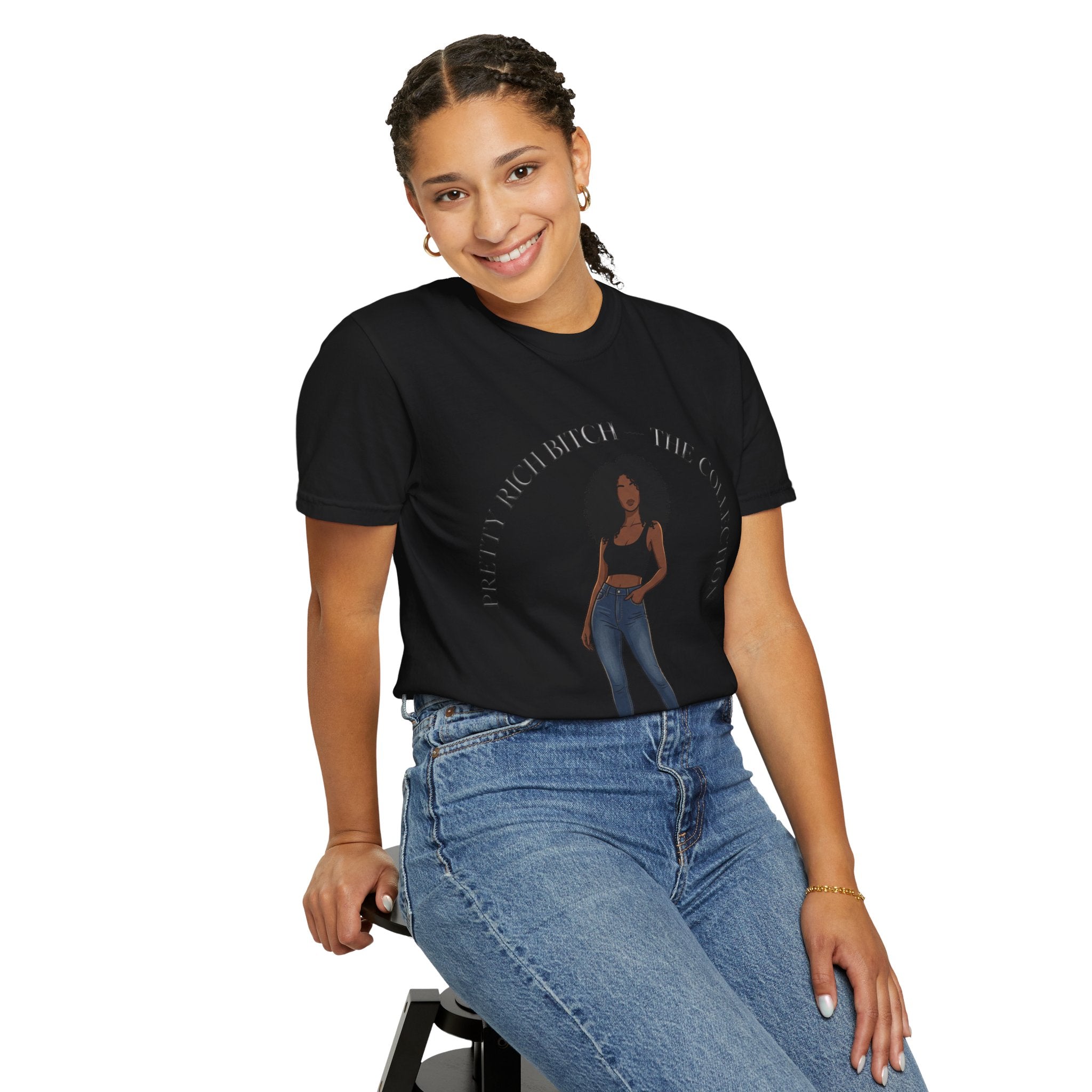 Pretty Rich Bitch The Collection by PRB Graphic Tee (Afro Curly Woman) by Power Runs Black