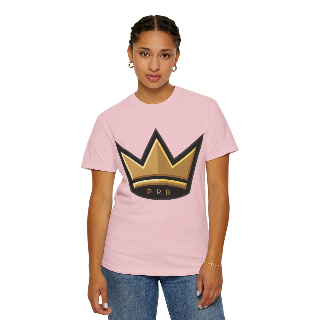 PRB Crown & Cosmos Graphic T-Shirt | Gold Royal Crest & Celestial Back by Printify