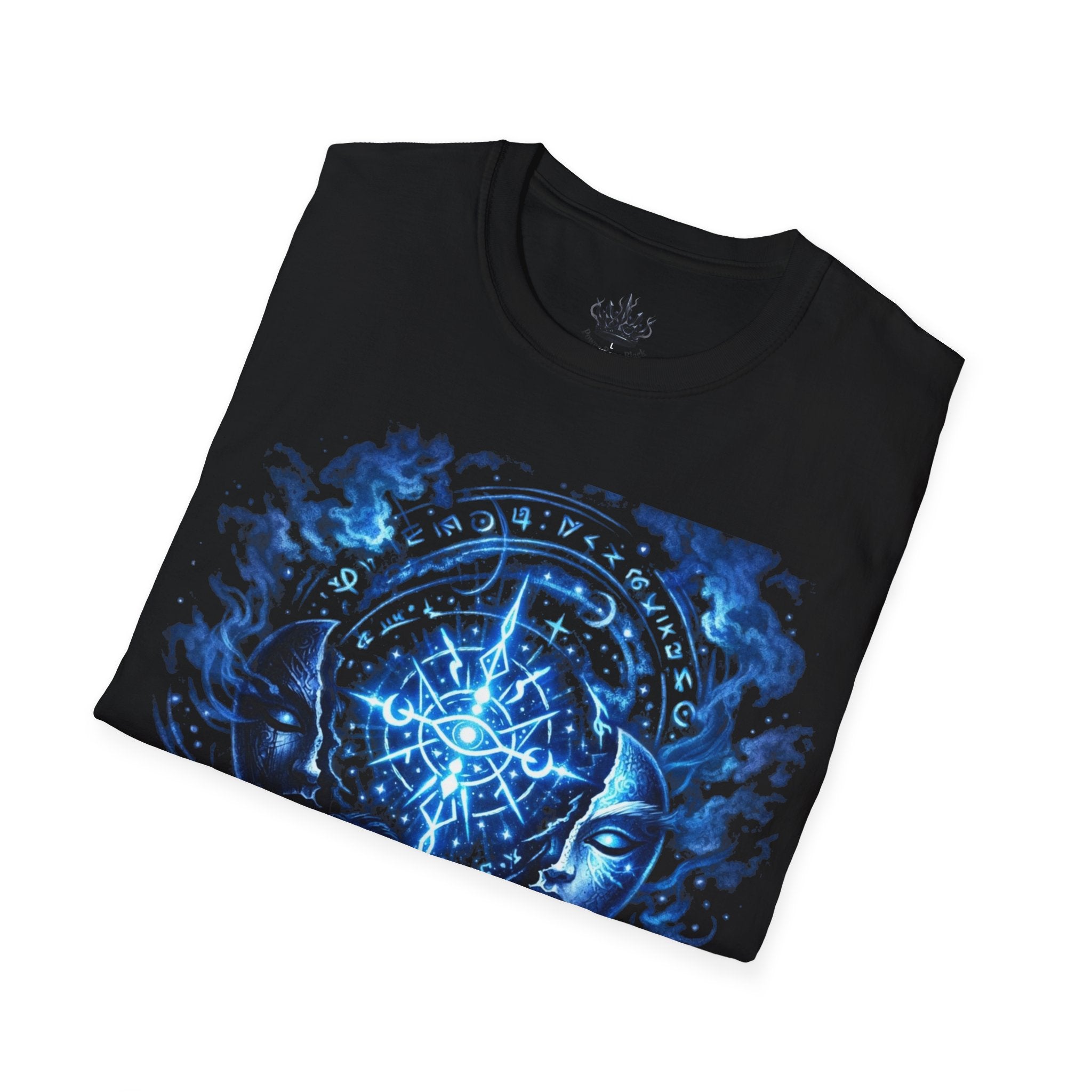 PRB Mystic Oceanic Spell T-Shirt — Blue Serpent & Moon Magic Tee by Power Runs Black