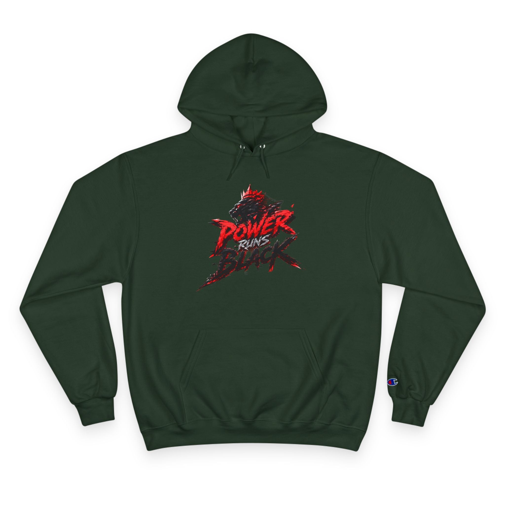 Power Runs Black logo hoodie | Flame crest design by Power Runs Black