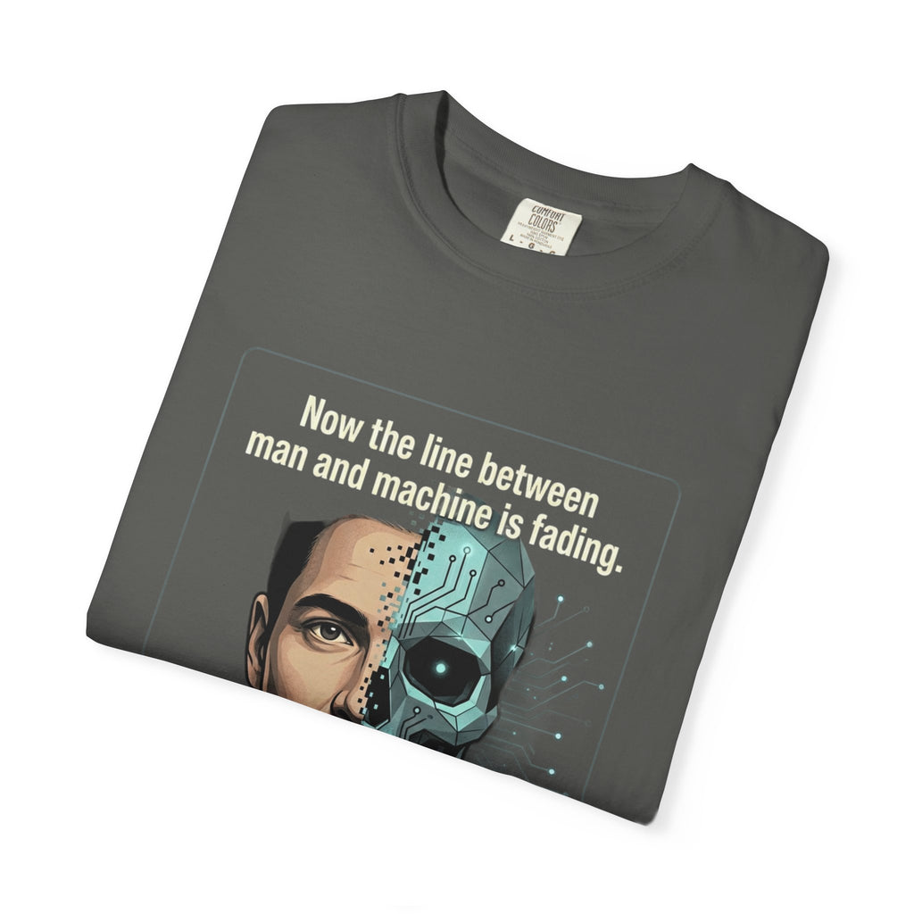 Power Runs Black AI Fusion Graphic T-Shirt — "The Core Age" Split Face Design by Power Runs Black