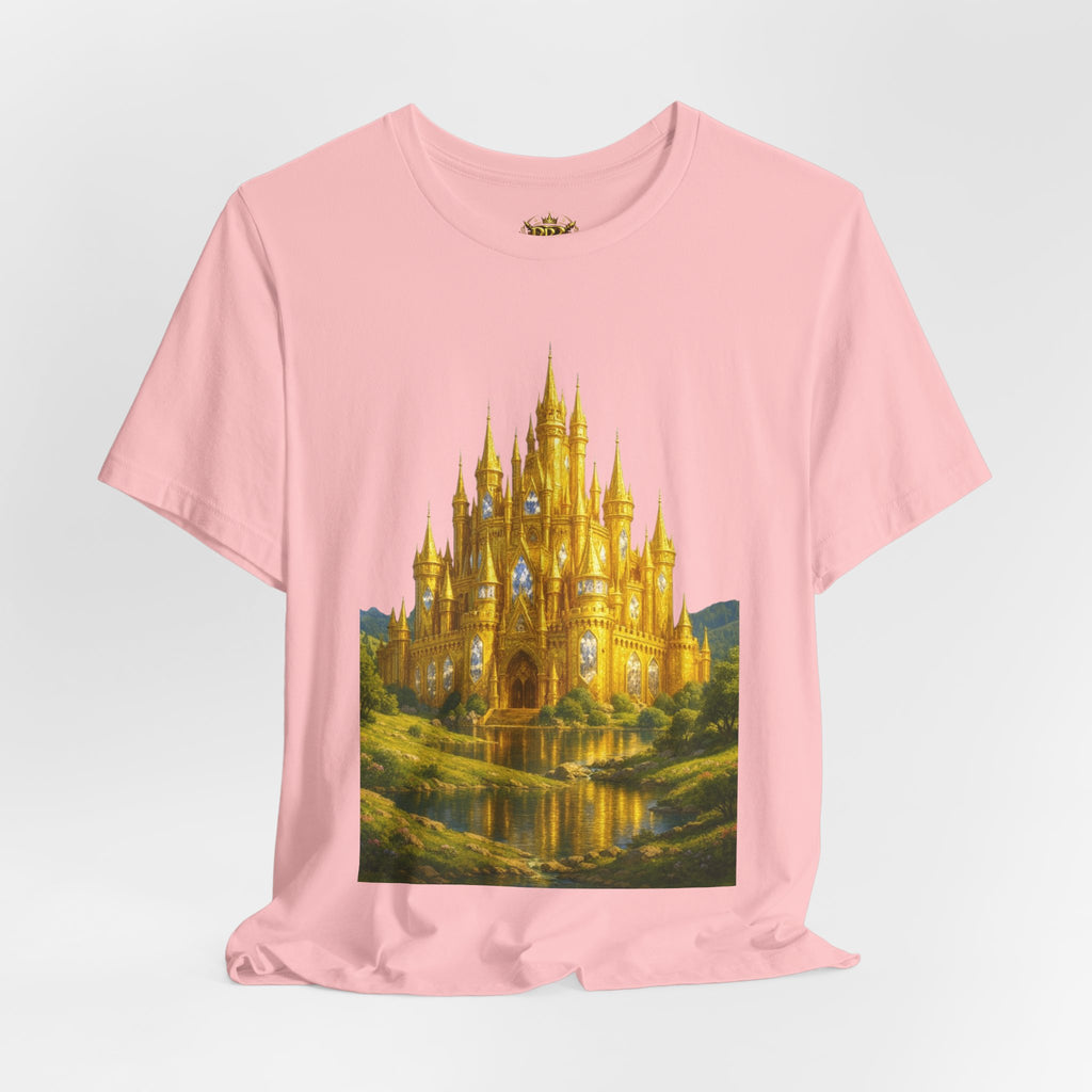 PRB Golden Fantasy Castle Tee | Magical Kingdom Illustration, Fairytale Scene by Power Runs Black