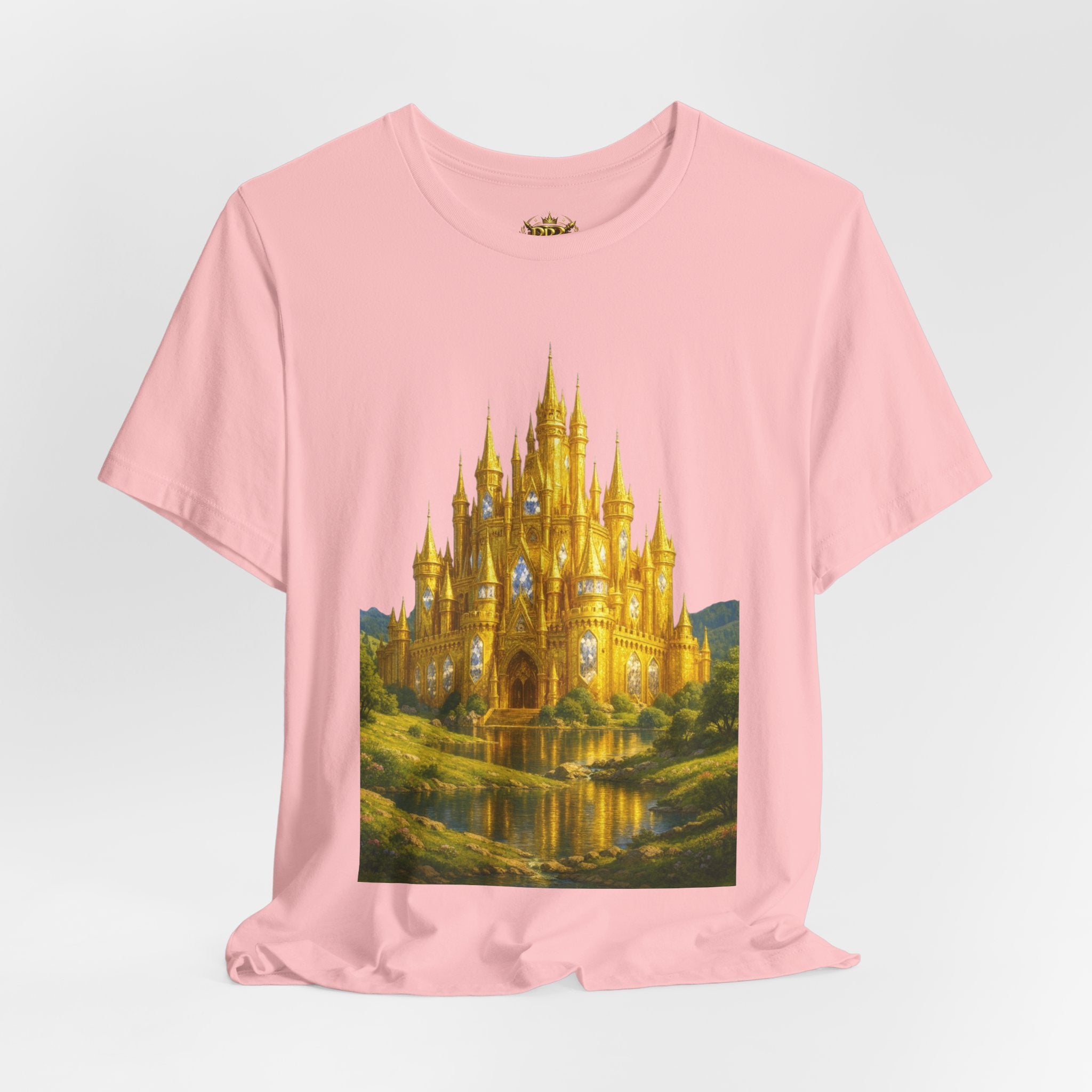 PRB Golden Fantasy Castle Tee | Magical Kingdom Illustration, Fairytale Scene by Power Runs Black