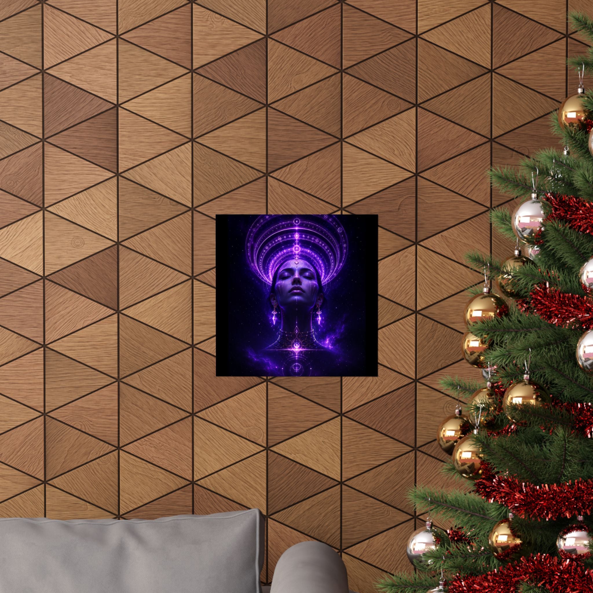 Power Runs Black Cosmic Goddess Poster — Purple Spiritual Wall Art Matte Vertical Print by Power Runs Black
