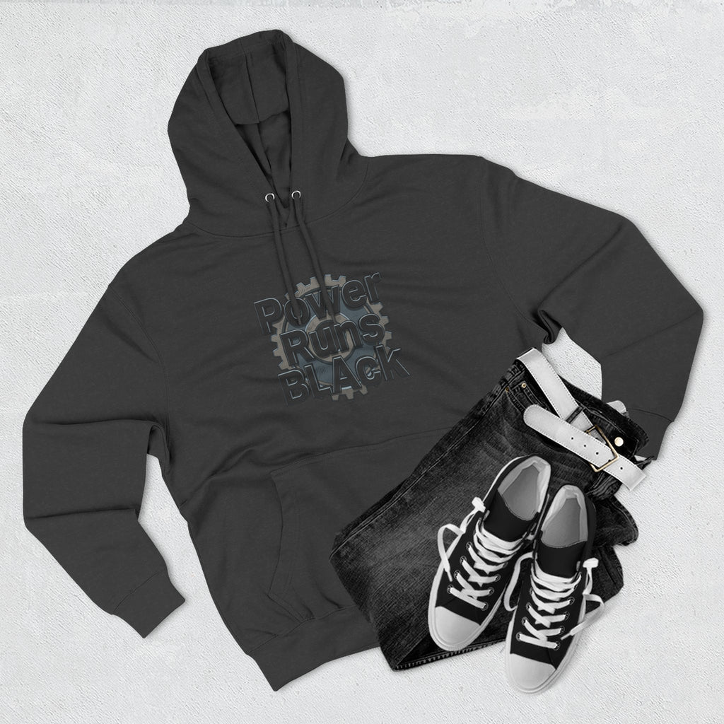 PRB Built of Power Graphic Hoodie — ‘Power Runs Black’ Industrial Mech Design by Power Runs Black