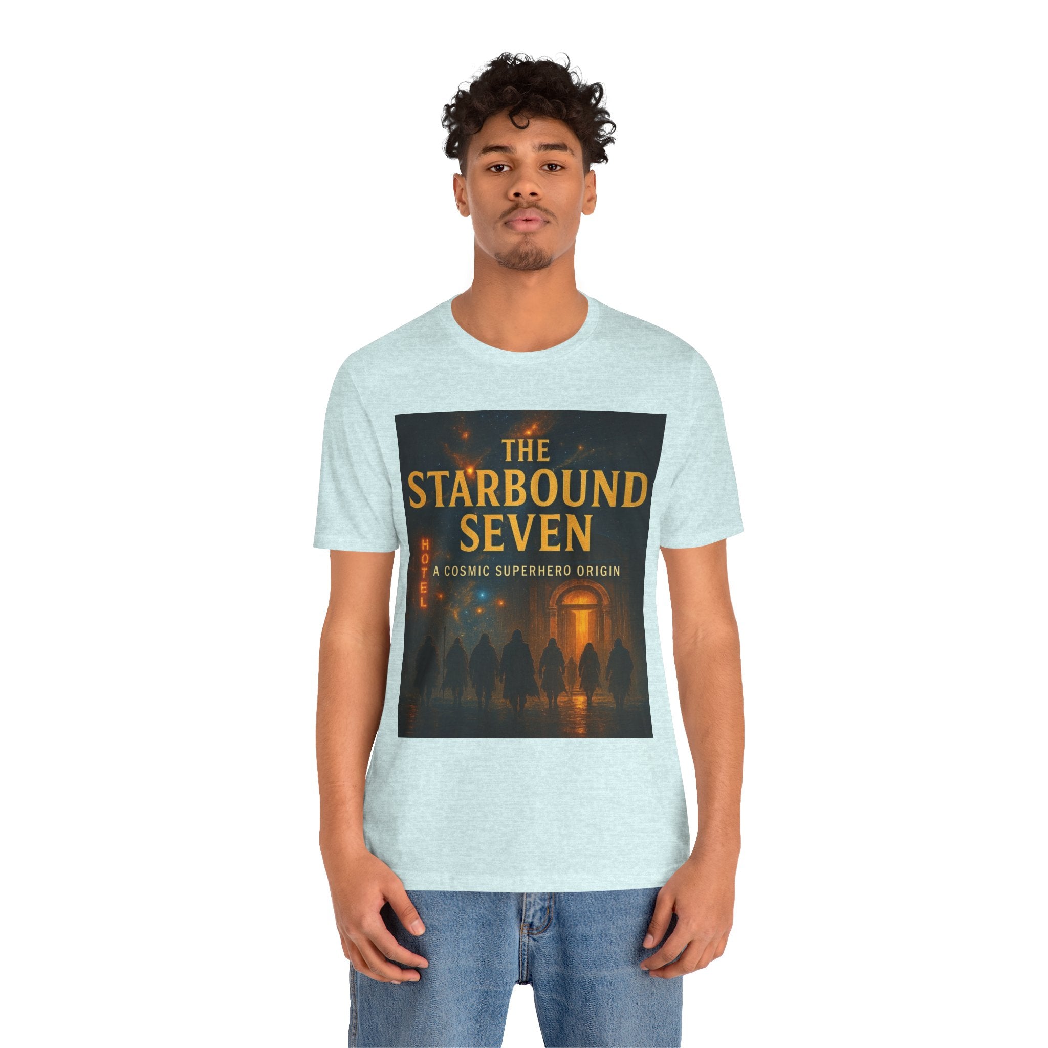 Power Runs Black PRB The Starbound Seven Tee – Retro Cosmic Superhero Poster Shirt by Power Runs Black