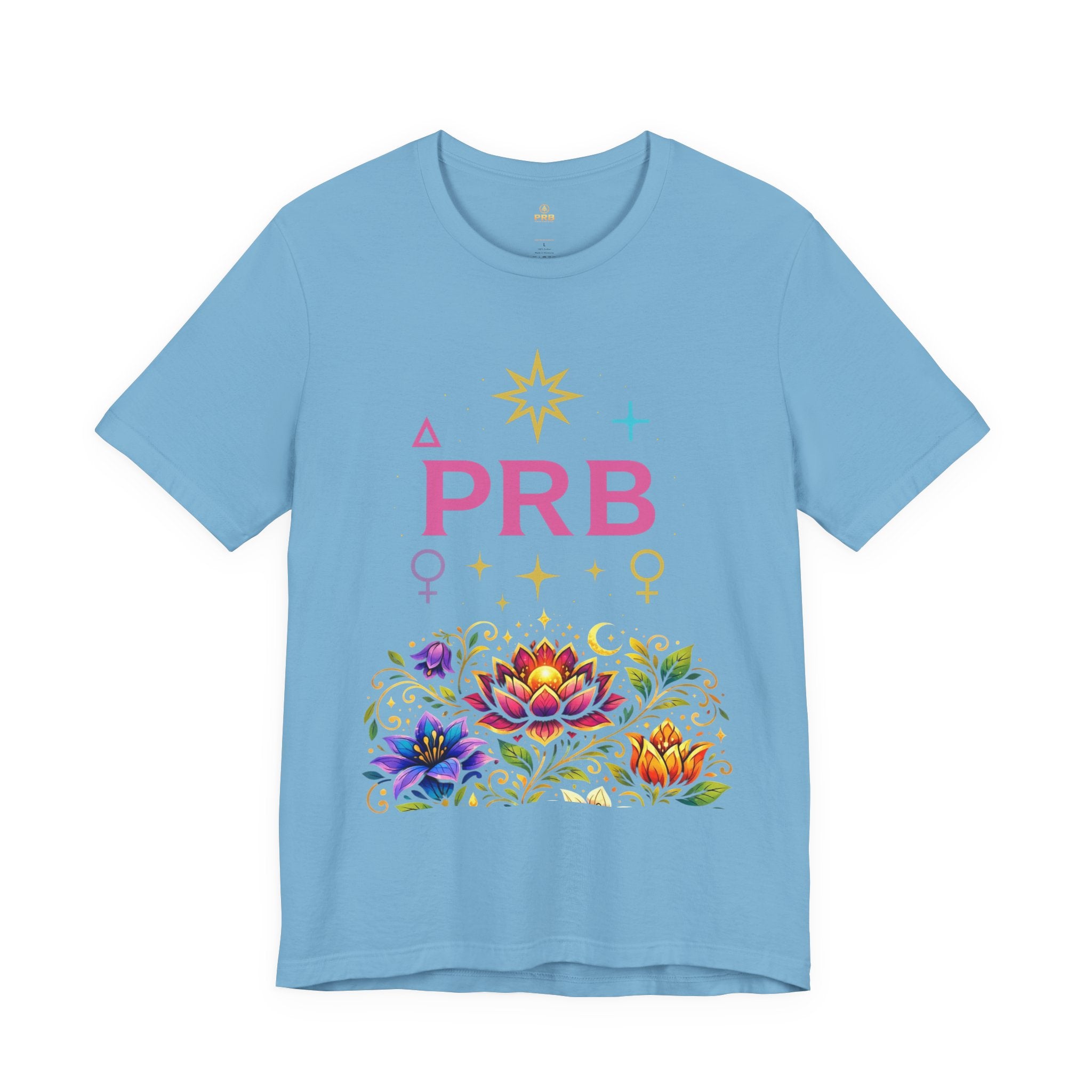 Pretty Rich Bitch The Collection by PRB Floral Lotus T‑Shirt — Colorful Spiritual Symbol Tee by Power Runs Black