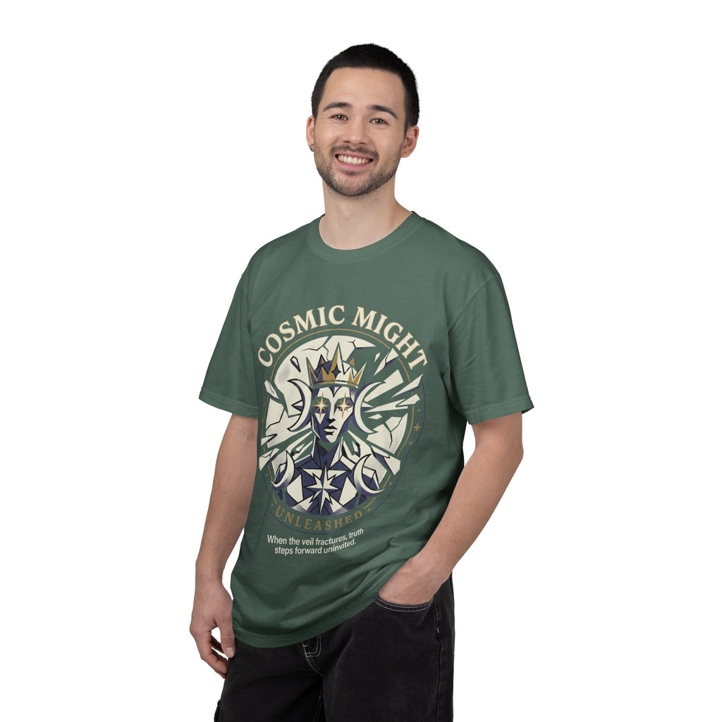 PRB Starforged Flex Cosmic Might Unleashed Graphic T-Shirt — 'Cosmic Might Unleashed' Vintage Astro King Tee by Power Runs Black
