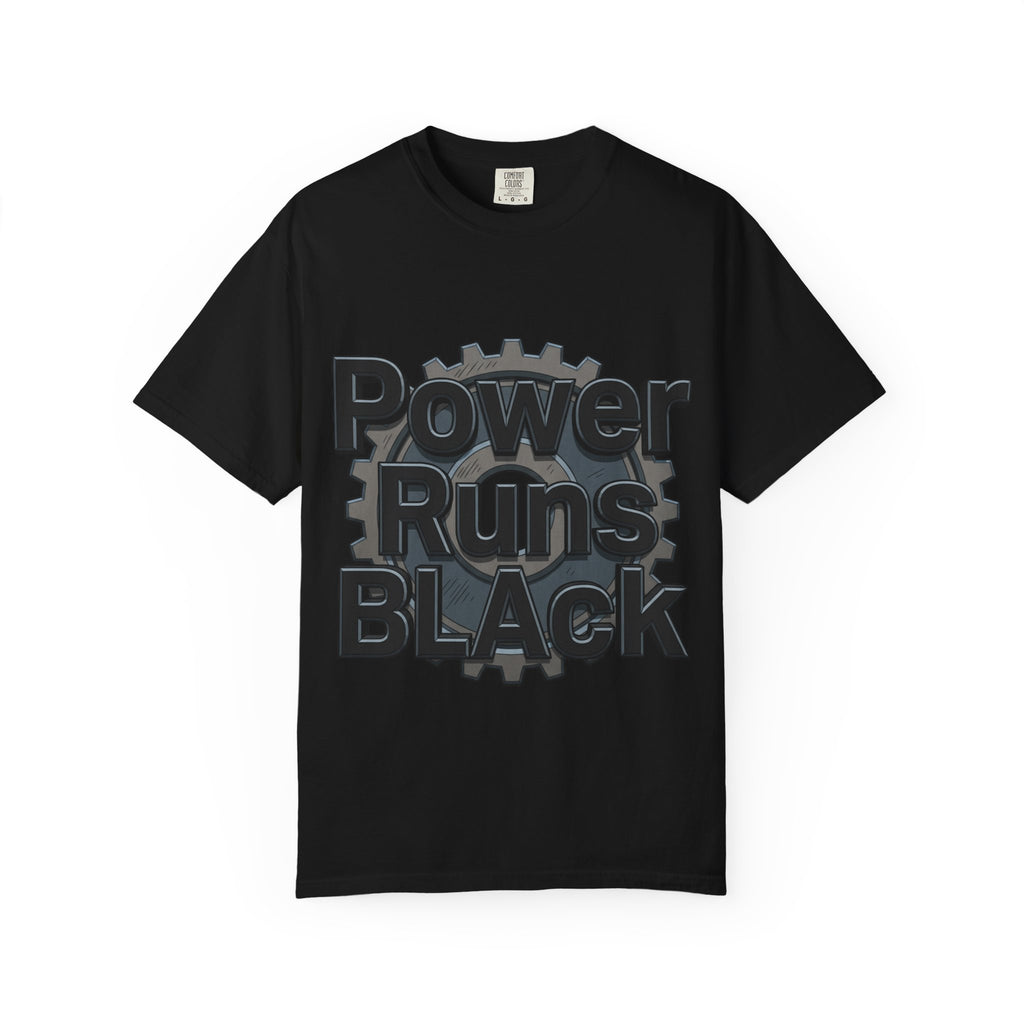 PRB Power Runs Black Gear Graphic Tee | Garment-Dyed Heavyweight Cotton by Power Runs Black