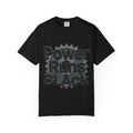 PRB Power Runs Black Gear Graphic Tee | Garment-Dyed Heavyweight Cotton by Power Runs Black