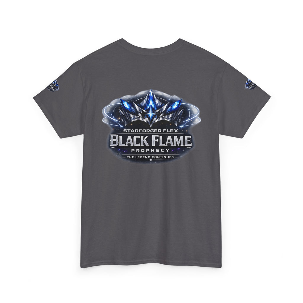 PRB Black Flame Prophecy Tee — Starforged Flex Graphic T‑Shirt by Power Runs Black