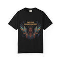 Power Runs Black Divine Composure T-Shirt — Angel Wing Graphic Tee by Printify