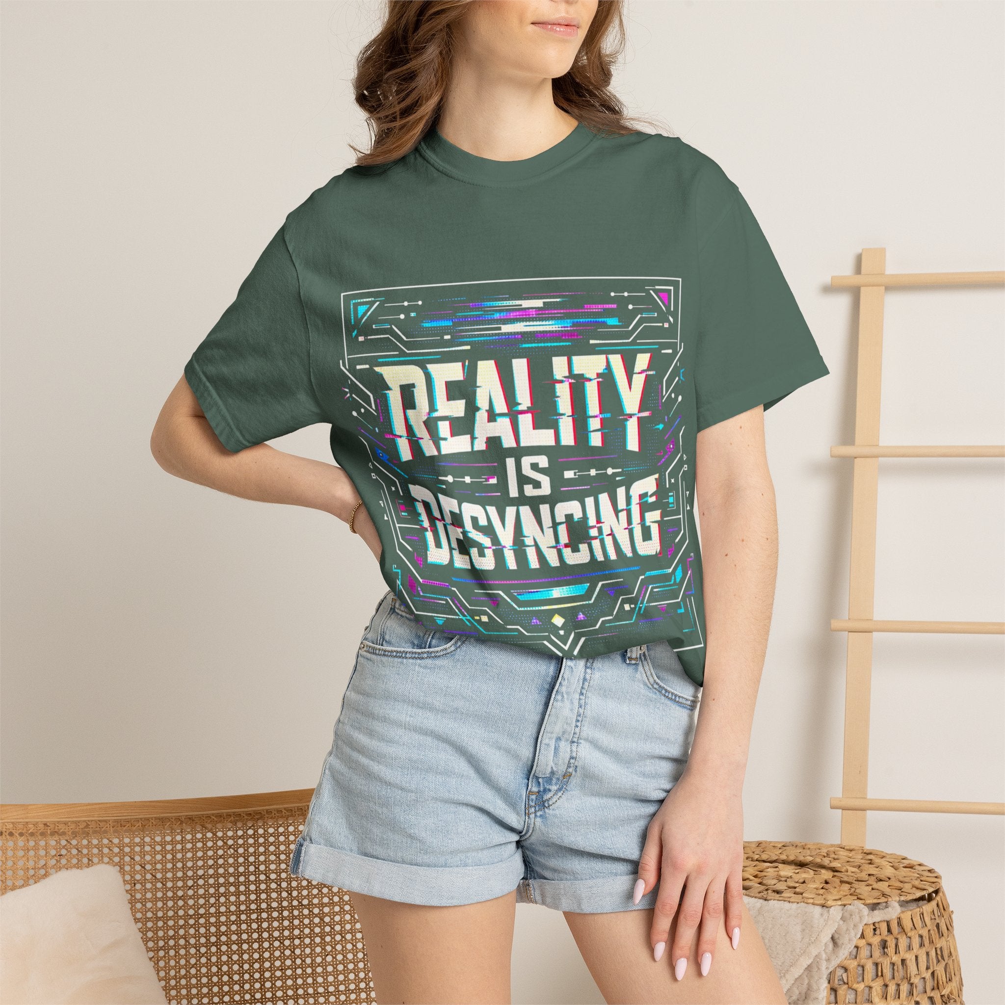 Power Runs Black PRB Glitchy Pastel "Reality Is Desyncing" T-Shirt by Printify