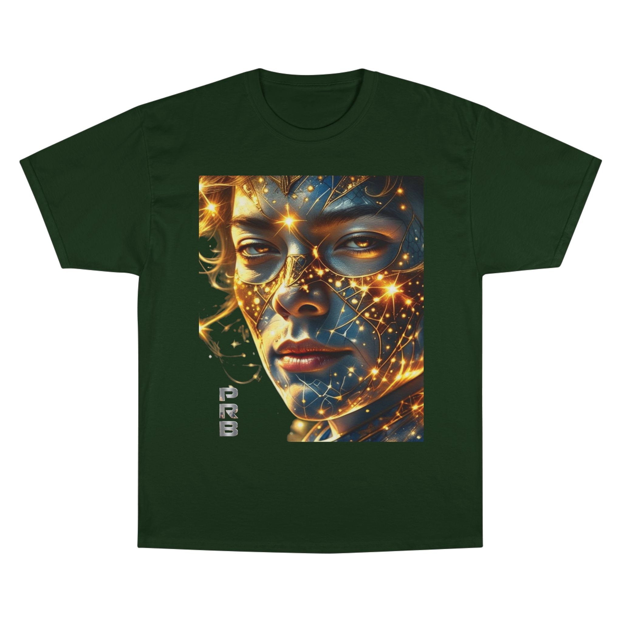 PRB Champion T-Shirt — Cosmic Face Art Tee (Radiant Star Portrait) by Printify