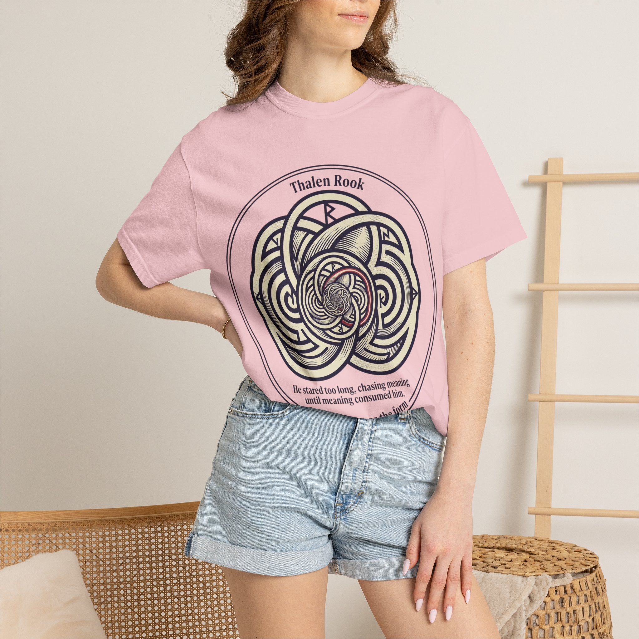 Power Runs Black PRB Thalen Rook Celtic Knot Graphic T-Shirt — "He stared too long..." Quote Tee by Power Runs Black