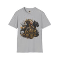 Power Runs Black PRB | Black Woman Portrait, Gold Accents Panther Graphics T by Power Runs Black
